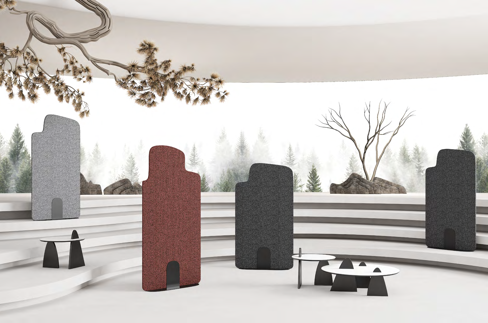 Clouds, landscape screen, public leisure, sofa, Yu room design，