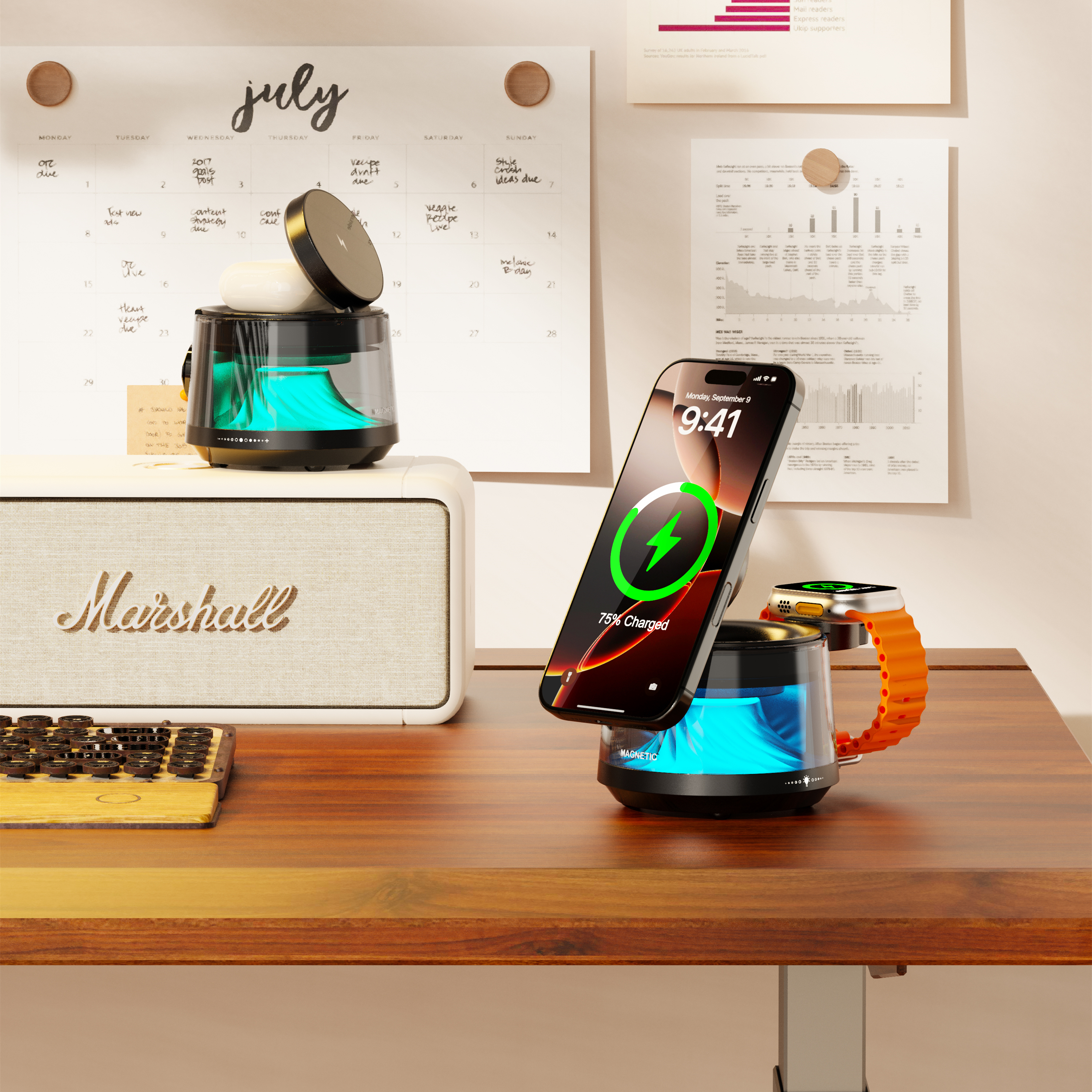 Wireless charging，sound，multi-function，Magnetic suction wireless charging，