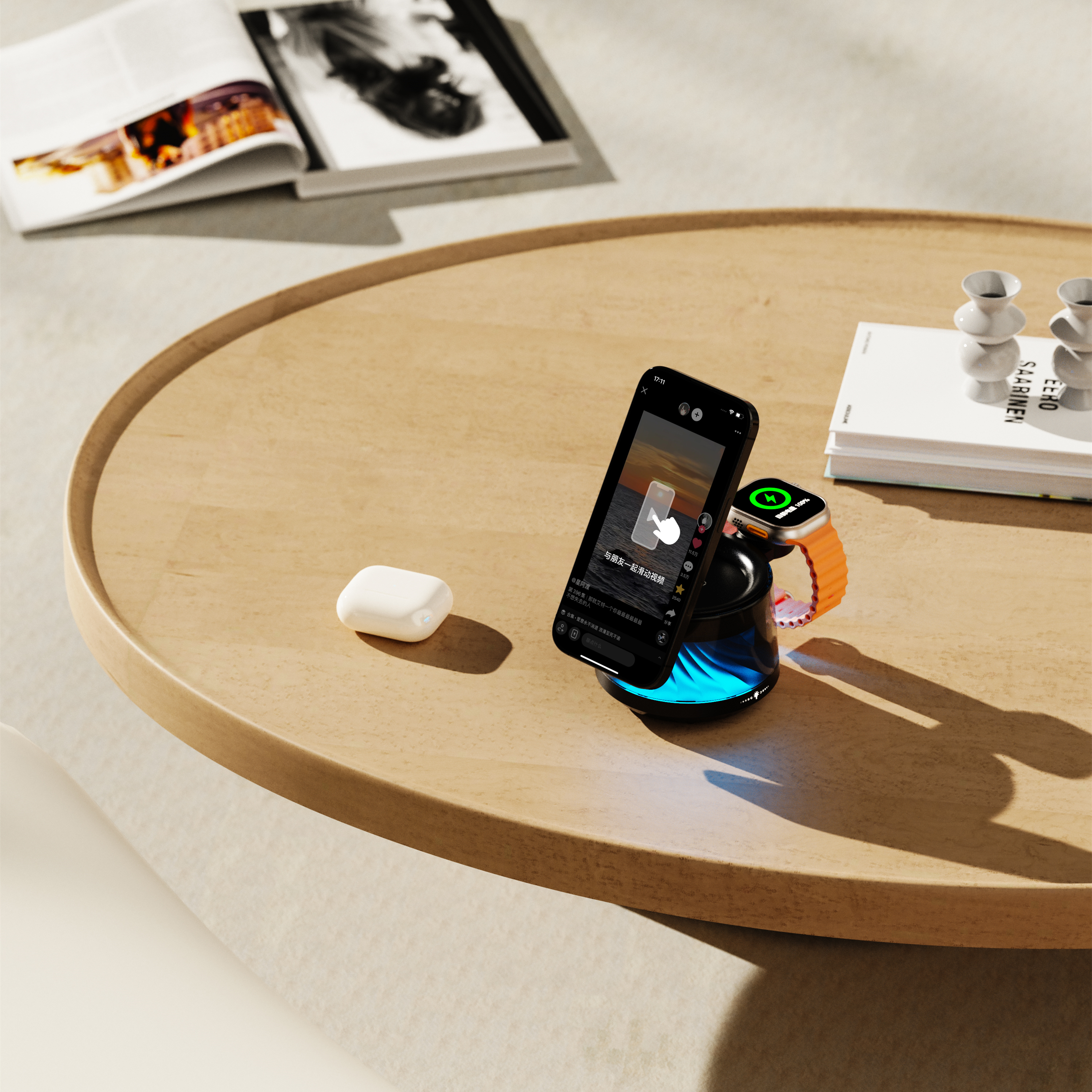 Wireless charging，sound，multi-function，Magnetic suction wireless charging，