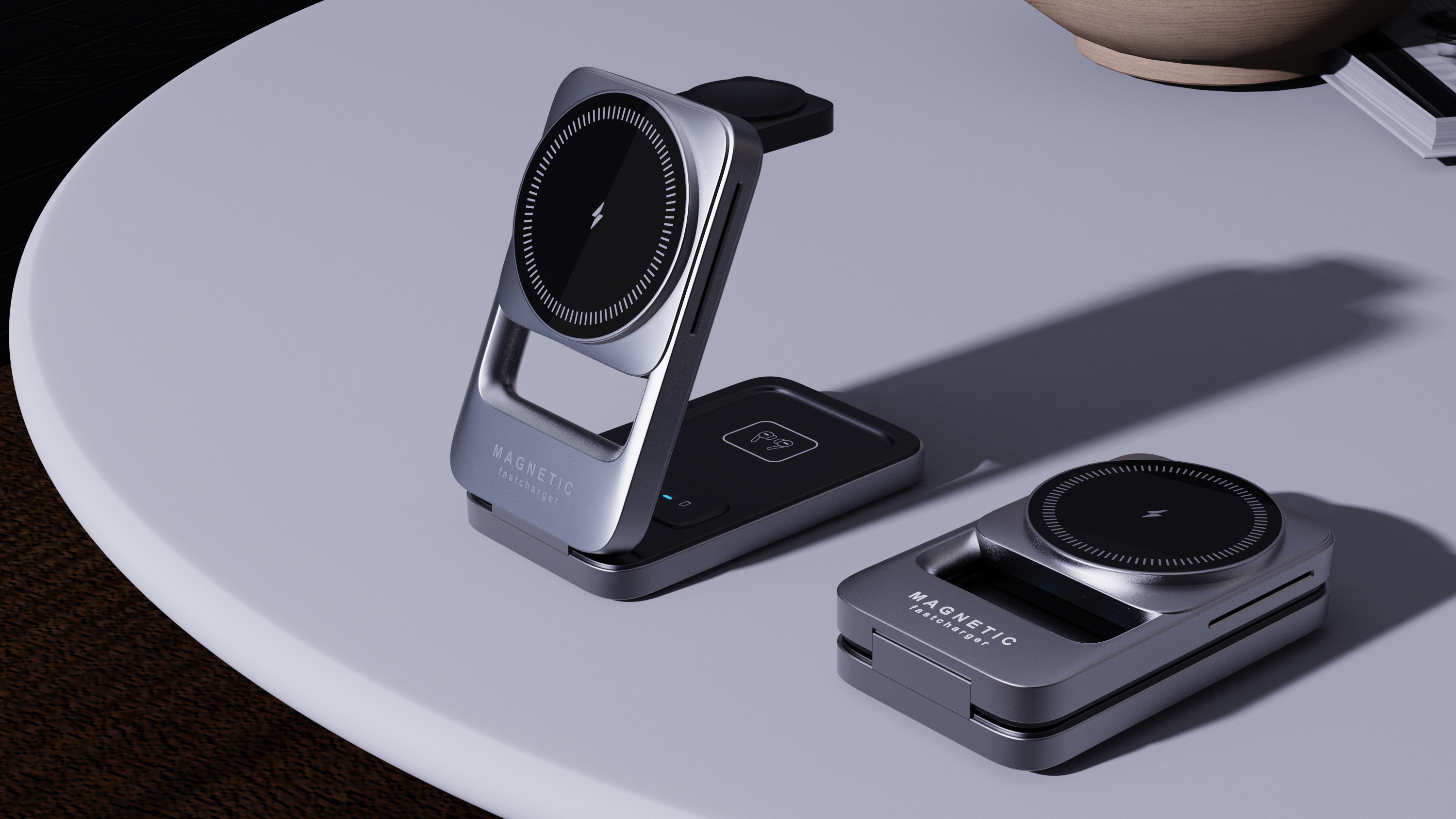 Wireless charging，fold，Three in one，Magnetic suction wireless charging，