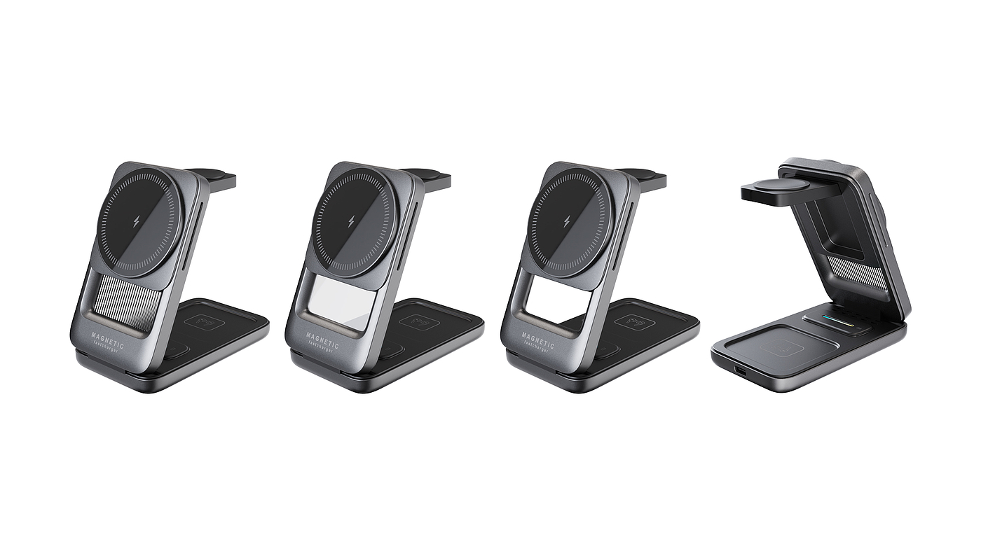 Wireless charging，fold，Three in one，Magnetic suction wireless charging，