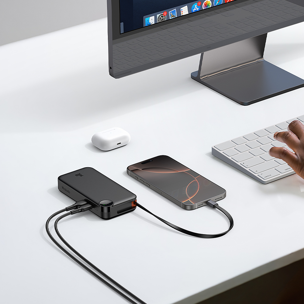 portable source，portable battery，Screen display，Data line telescopic storage，Portable design，Intelligent and efficient，3C products，