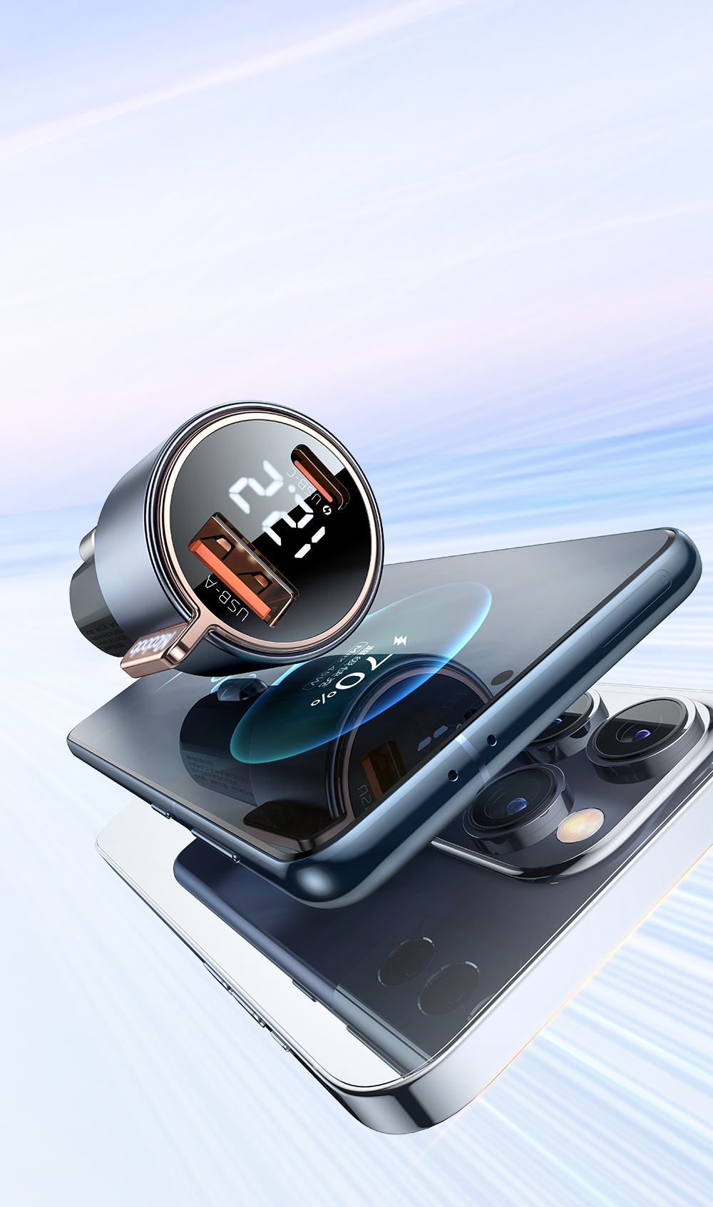 Car charger，Screen display，Digital intelligence，Consumer electronics，charge，product，Design，vehicle，