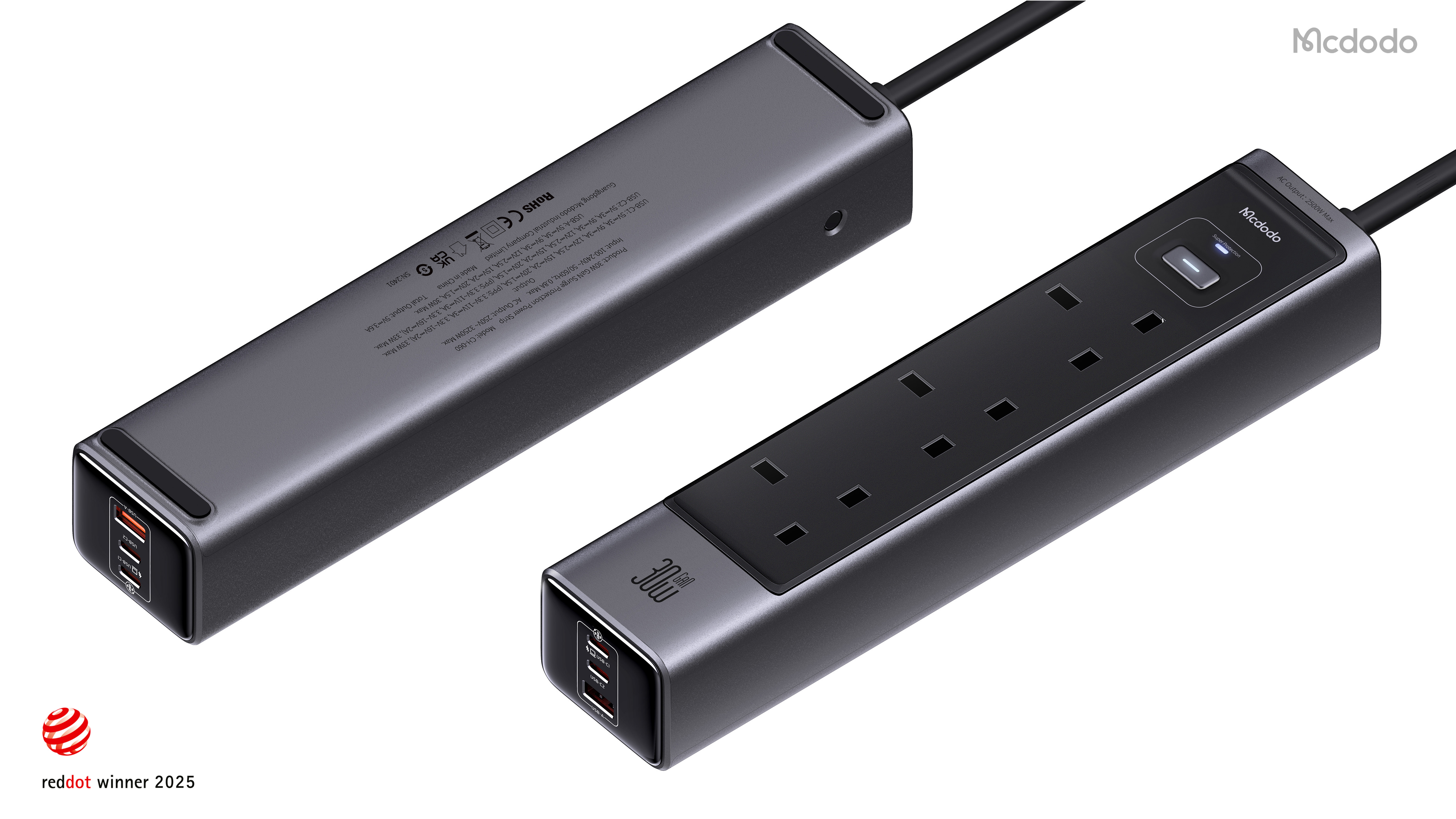 Desktop plug-in，Red Dot Award 2025，Intelligent and efficient，All-in-one port，Digital intelligence，Design，product，charge，