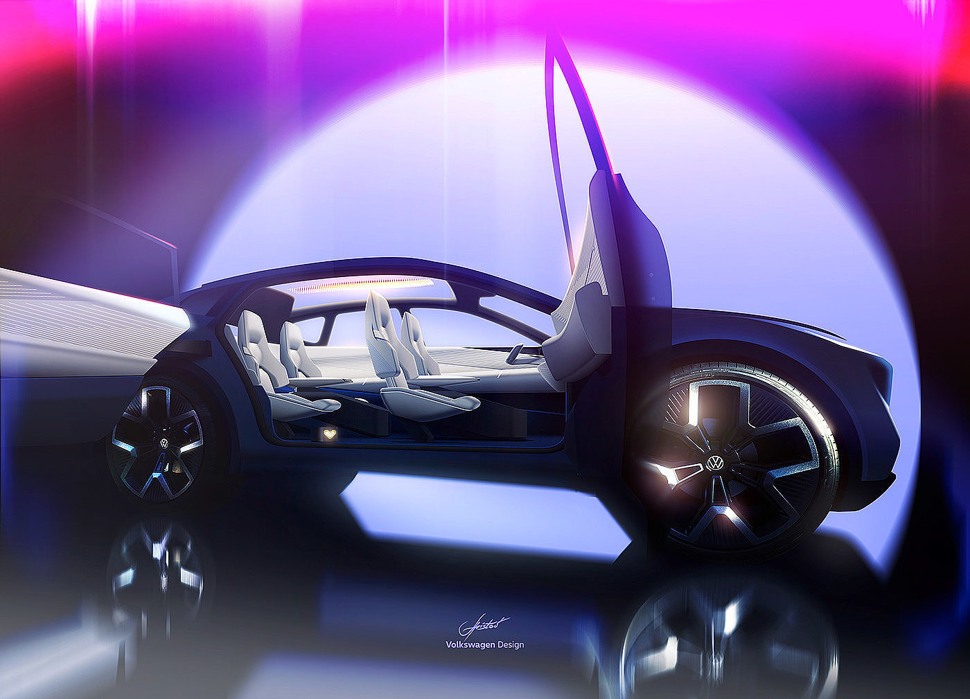 Volkswagen，car，interior，design，