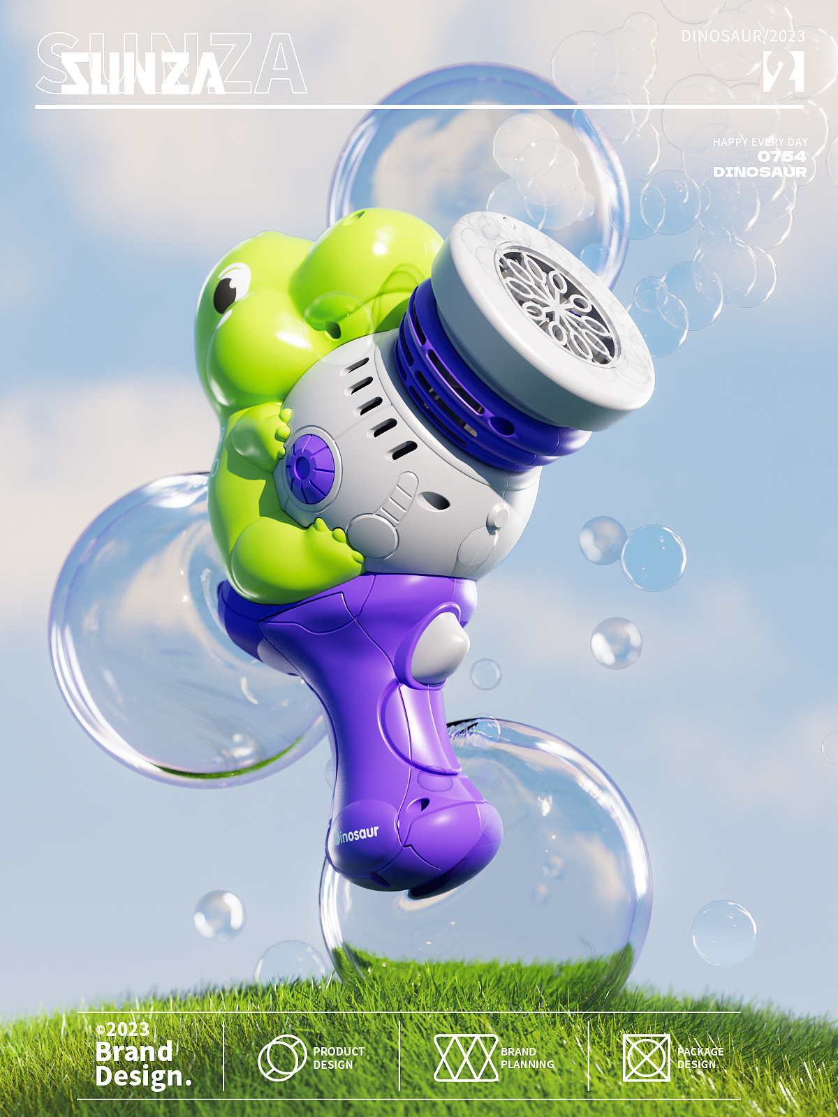 Bubble Gun，summer，astronaut，Dinosaur Bubble Gun，product design，packing design，dinosaur，360°，