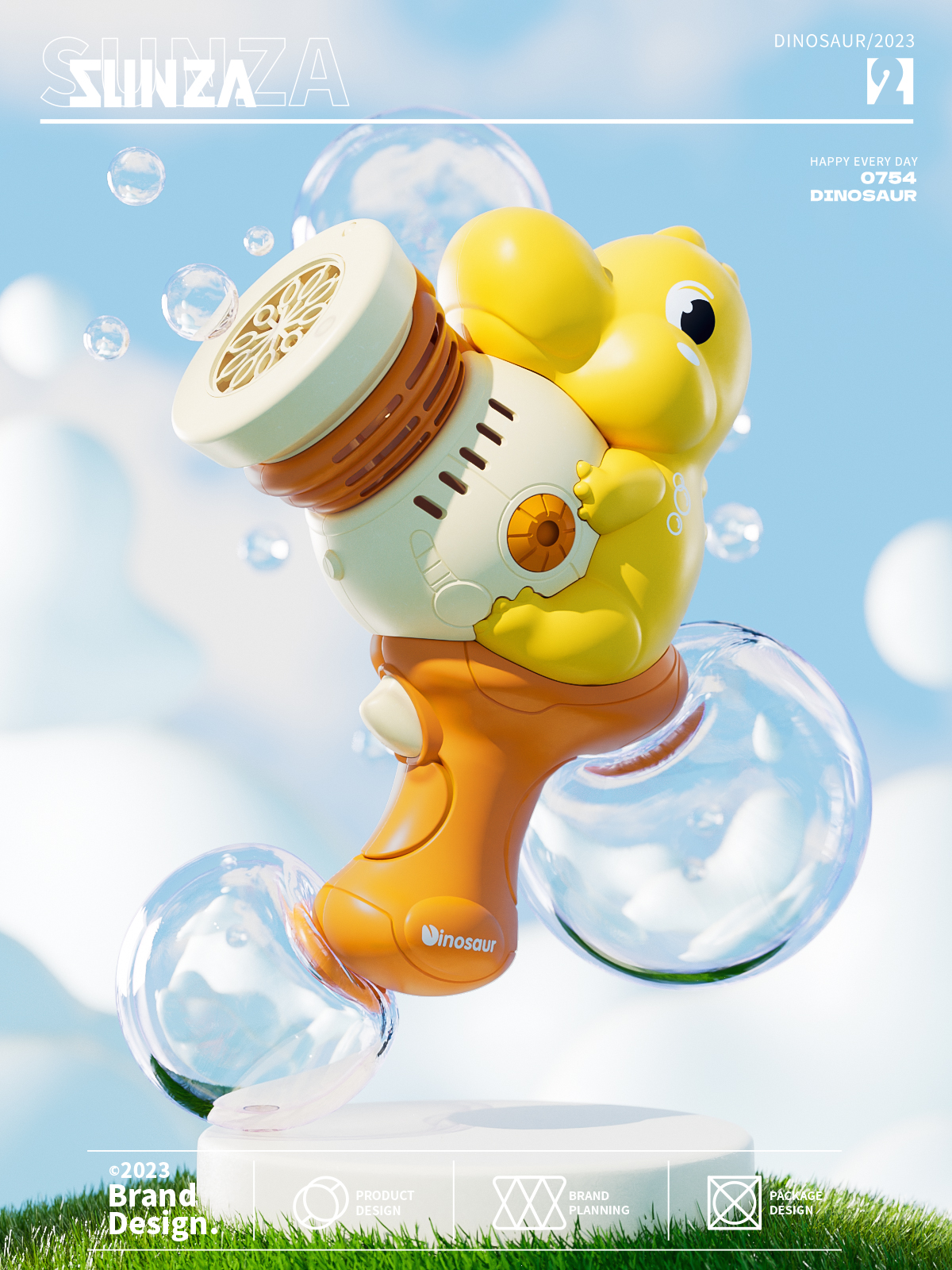 Bubble Gun，summer，astronaut，Dinosaur Bubble Gun，product design，packing design，dinosaur，360°，