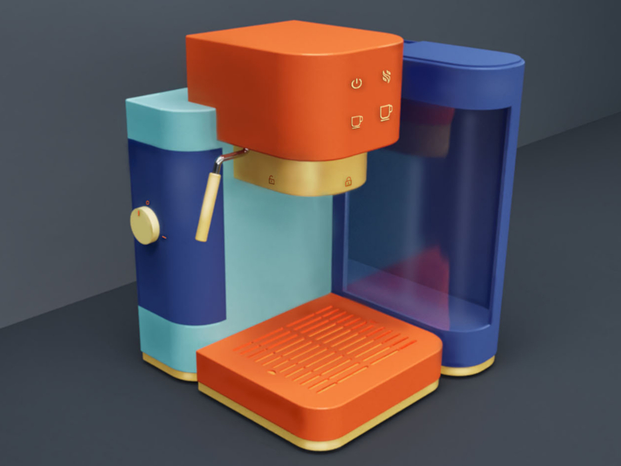 Bauhaus Art，KOIRO，Italian coffee machine，Color matching，geometry，