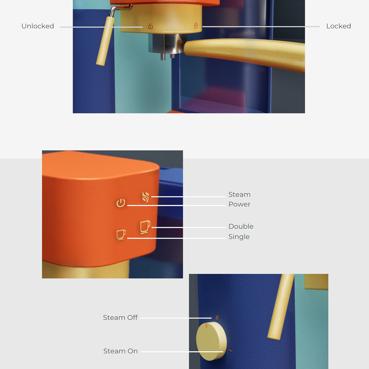 Bauhaus Art，KOIRO，Italian coffee machine，Color matching，geometry，