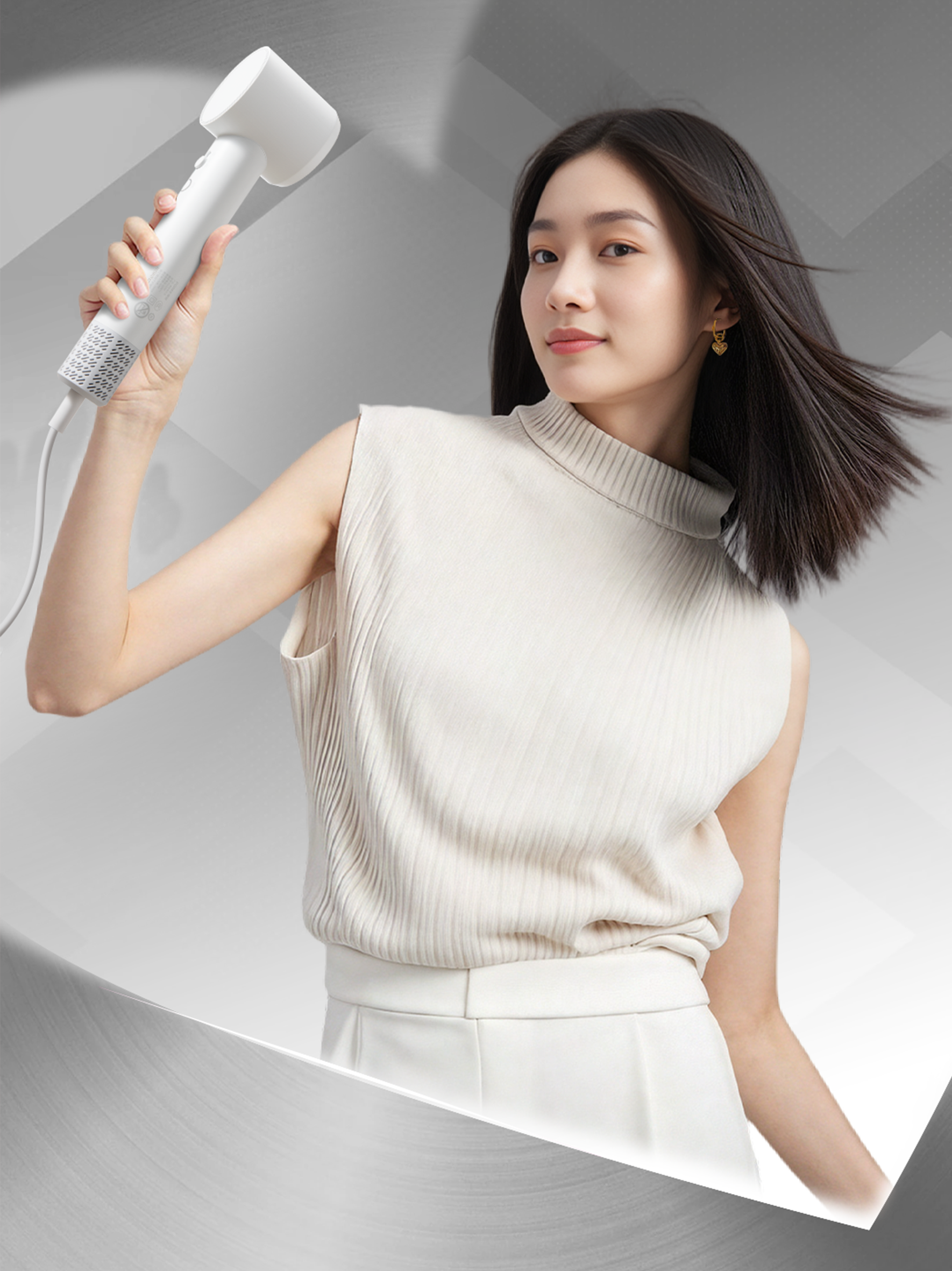 Hair Dryer Photography，ai，The AI Model，Commercial photography，vPro hair dryer，xyz laboratory，