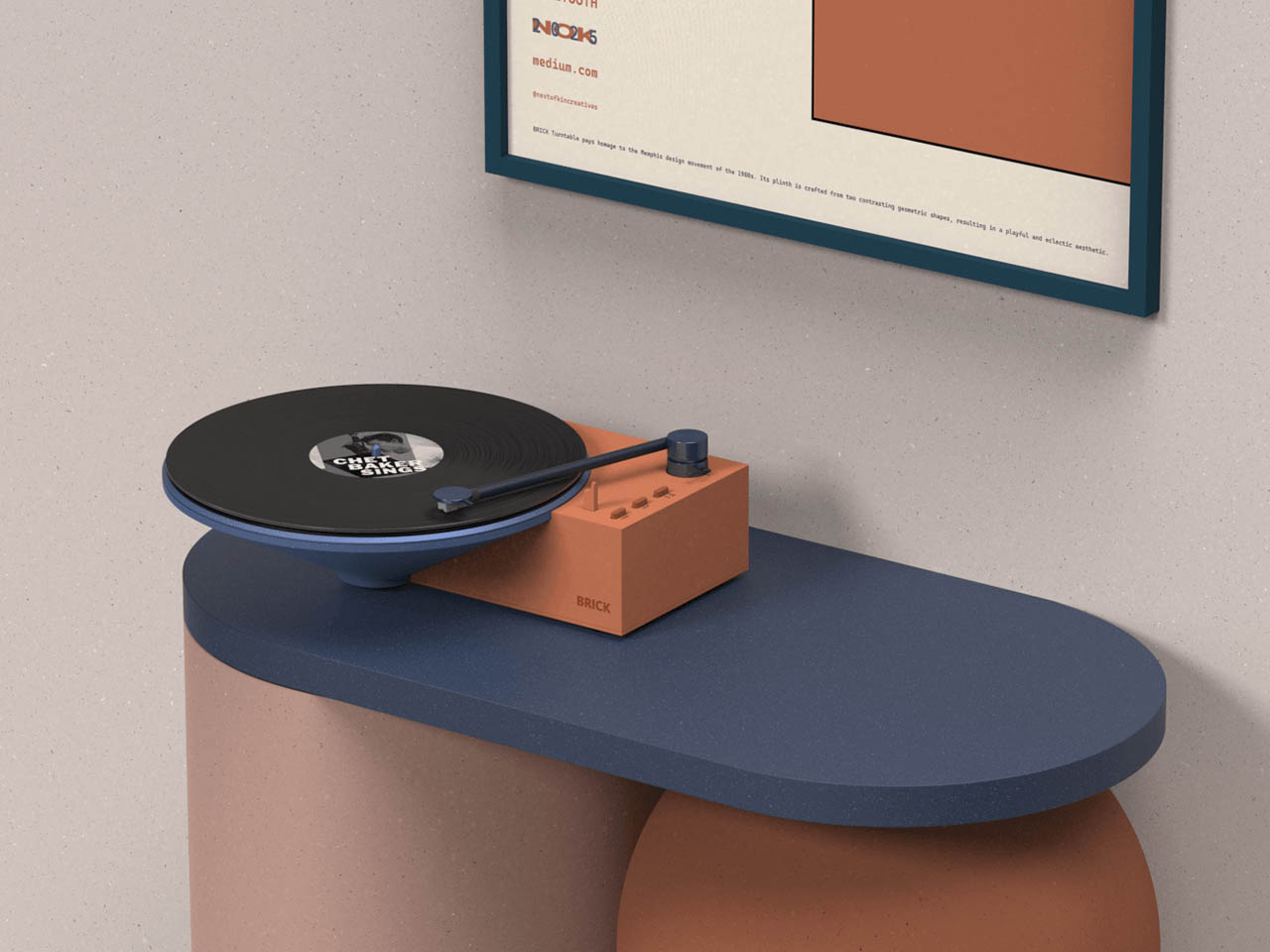 brick，Black rubber turntable，music player ，electronic product，