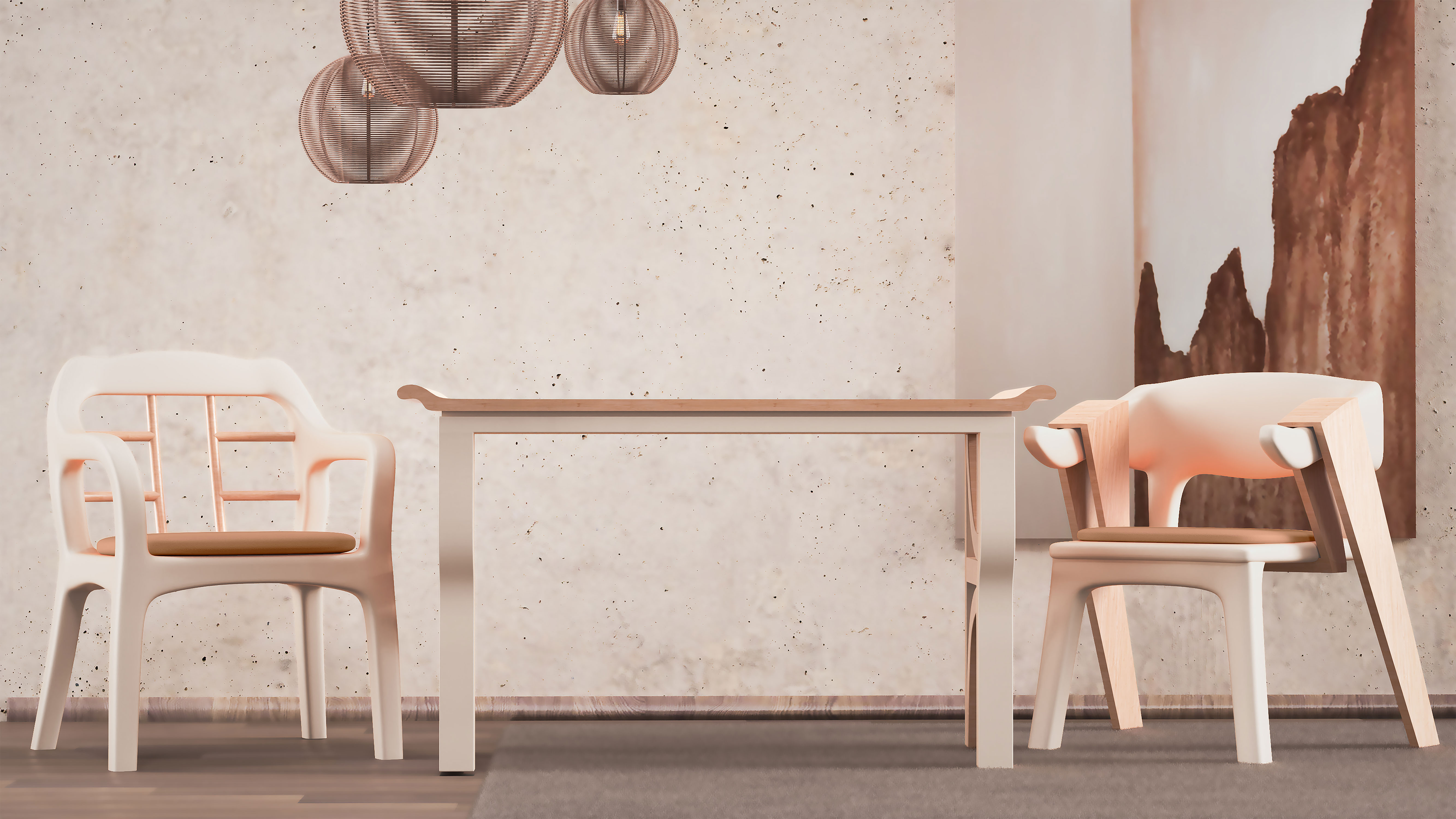 official script，furniture design ，Chinese traditional culture，Calligraphy，Plum, Oran, Bamboo and Chrysanthemum，