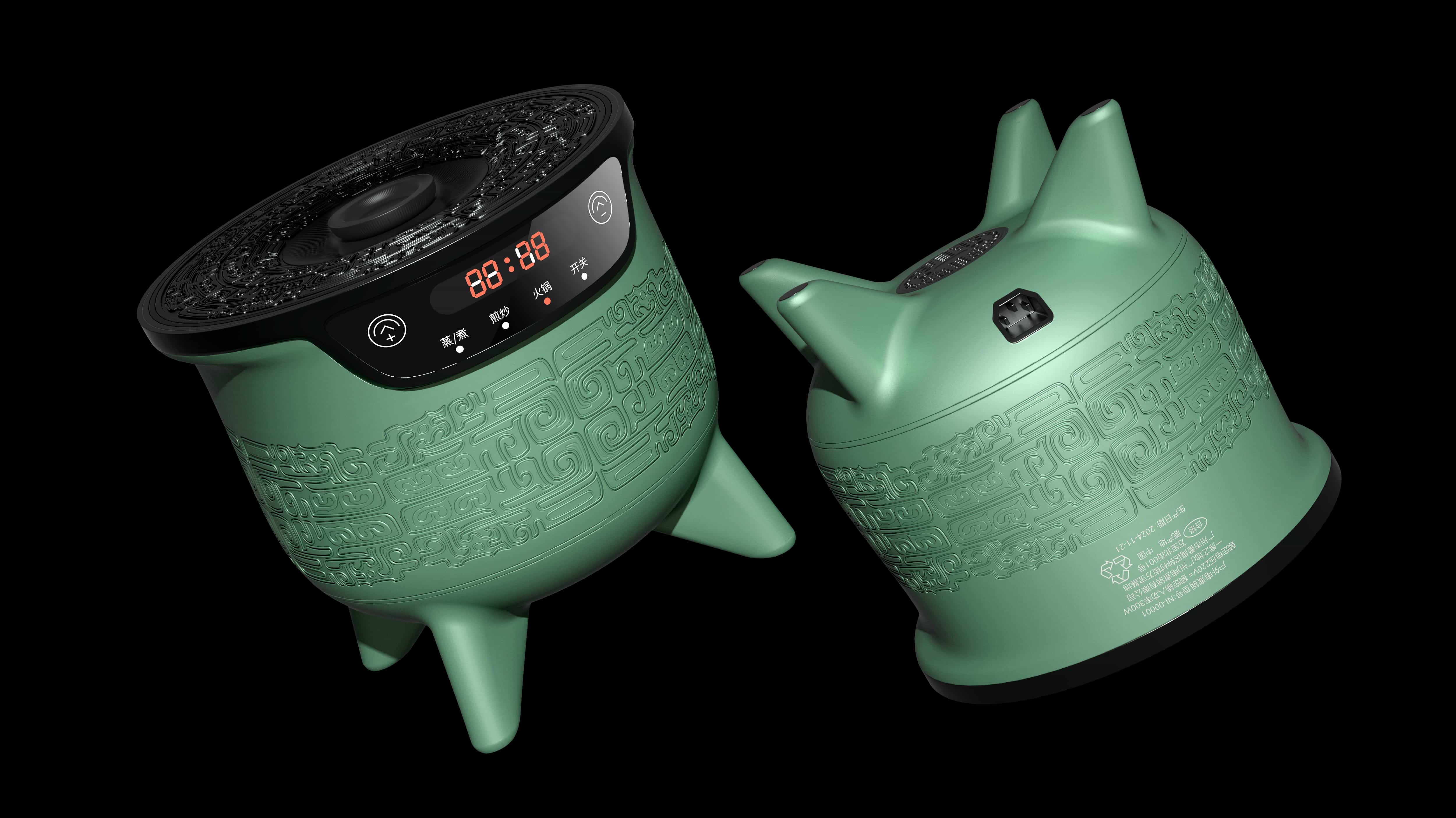 Outdoor camping electric cooker，Oracle，bronzeware，ancient chinese culture，