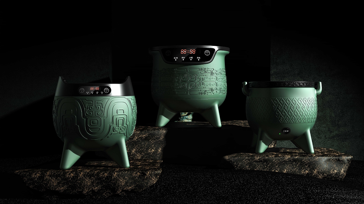 Outdoor camping electric cooker，Oracle，bronzeware，ancient chinese culture，