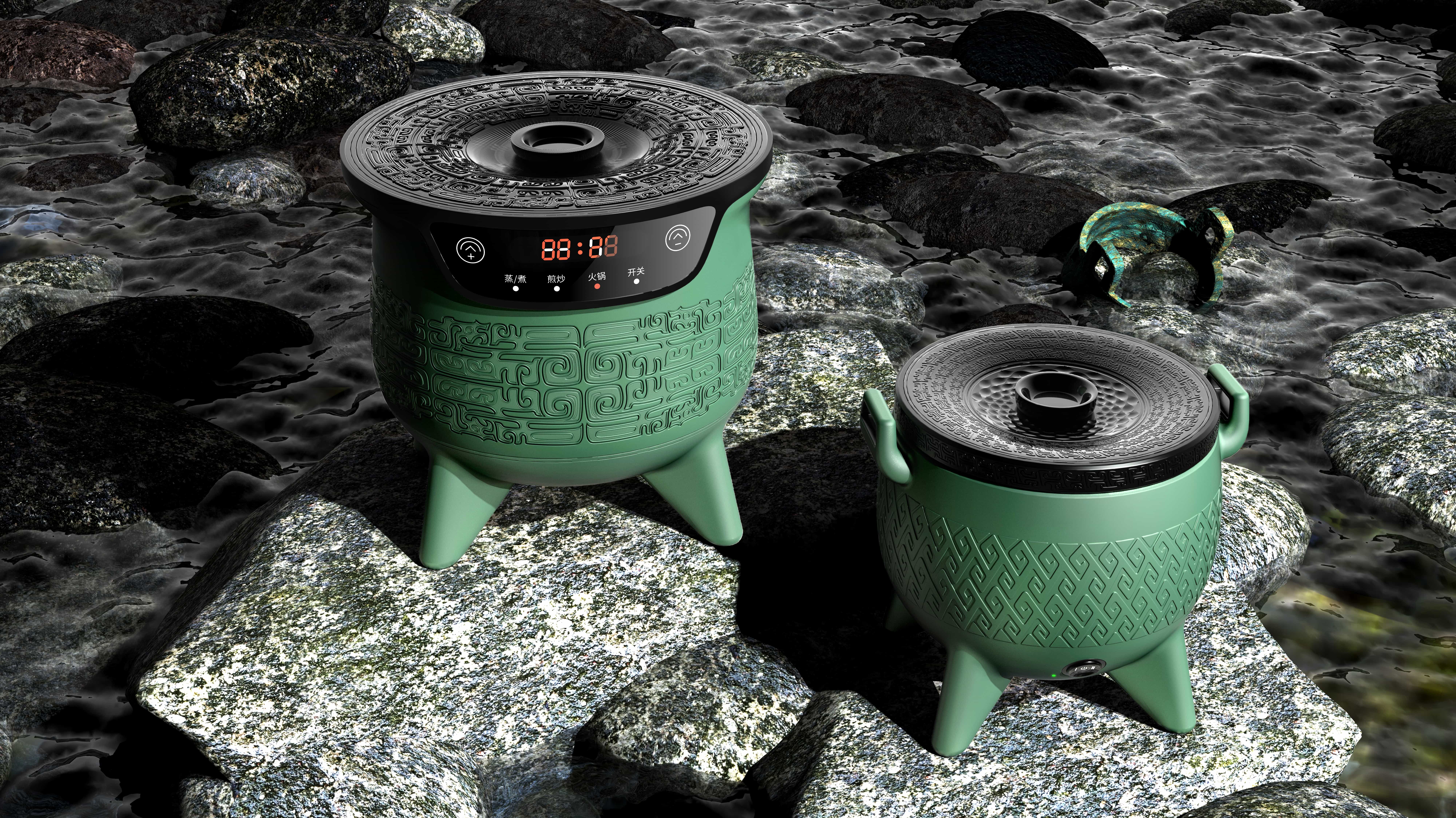 Outdoor camping electric cooker，Oracle，bronzeware，ancient chinese culture，