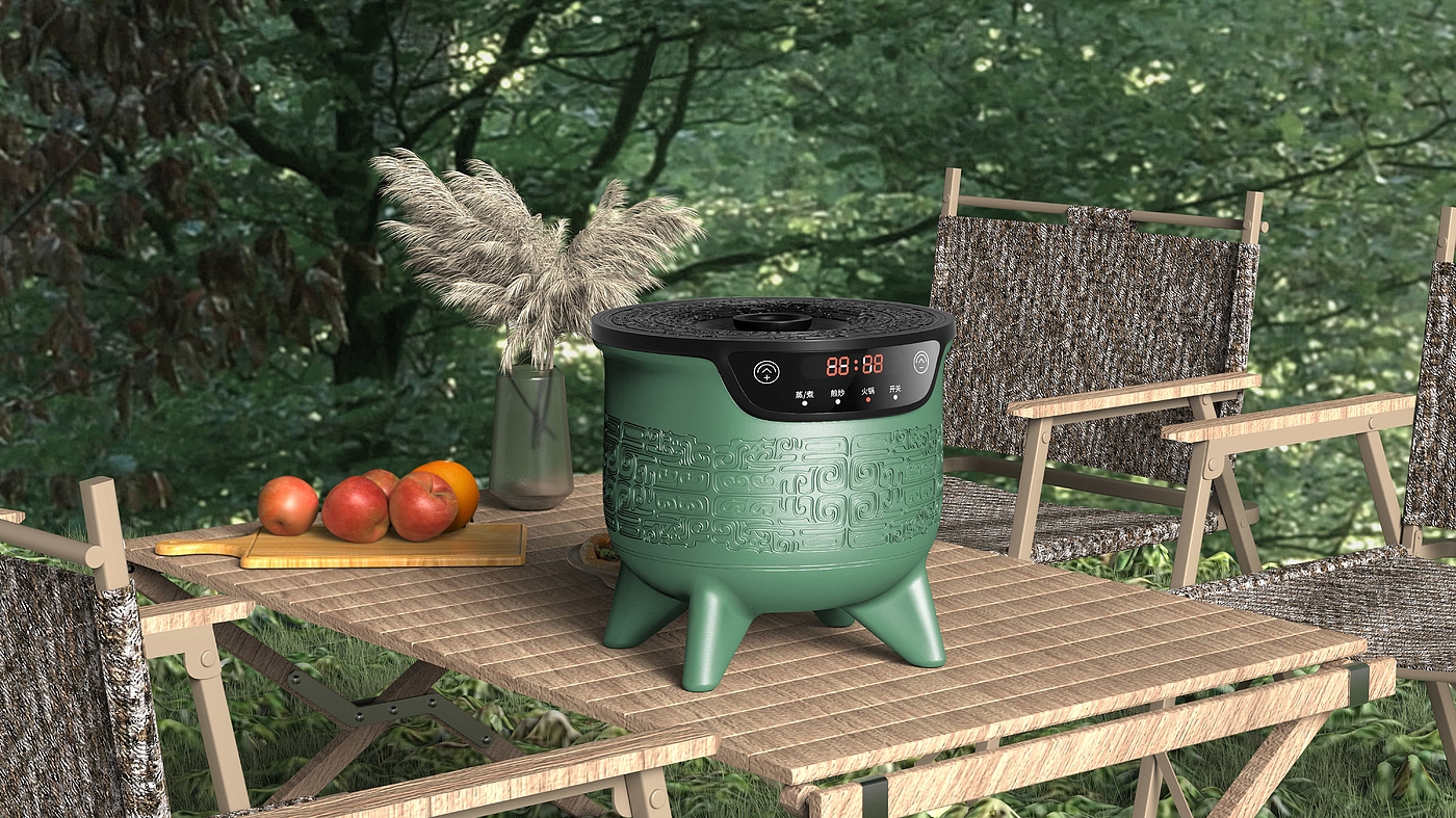 Outdoor camping electric cooker，Oracle，bronzeware，ancient chinese culture，