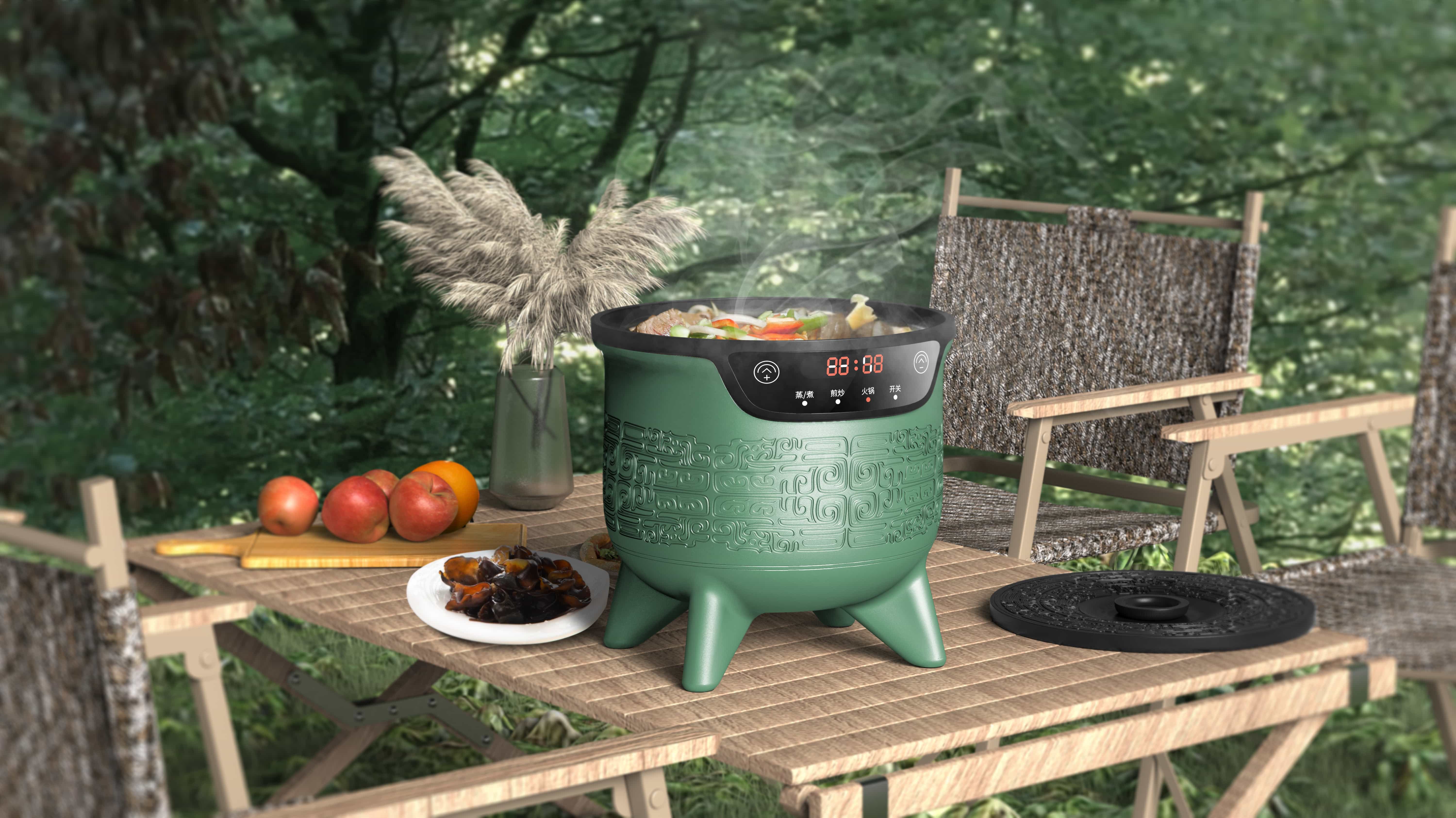 Outdoor camping electric cooker，Oracle，bronzeware，ancient chinese culture，