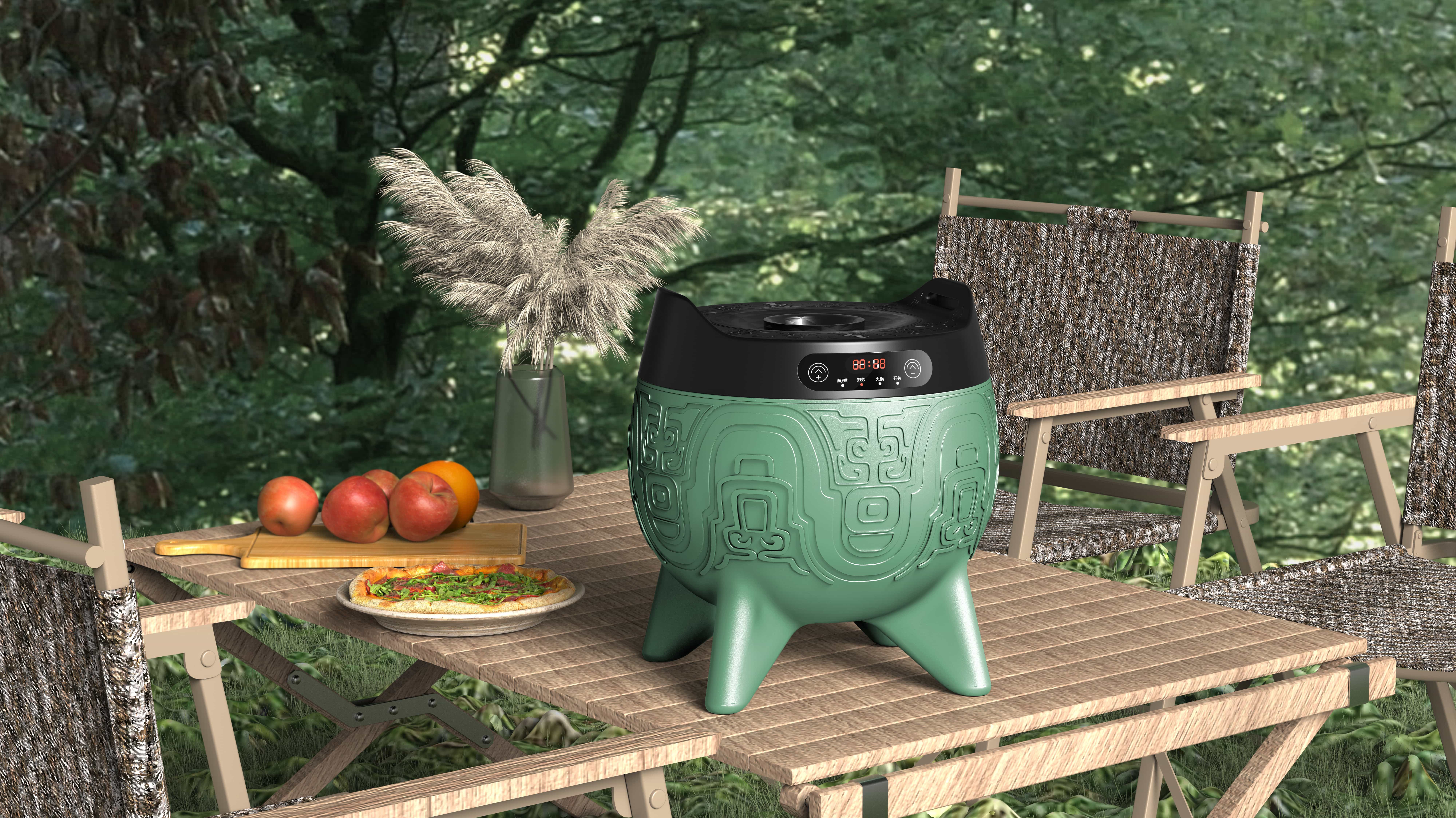Outdoor camping electric cooker，Oracle，bronzeware，ancient chinese culture，