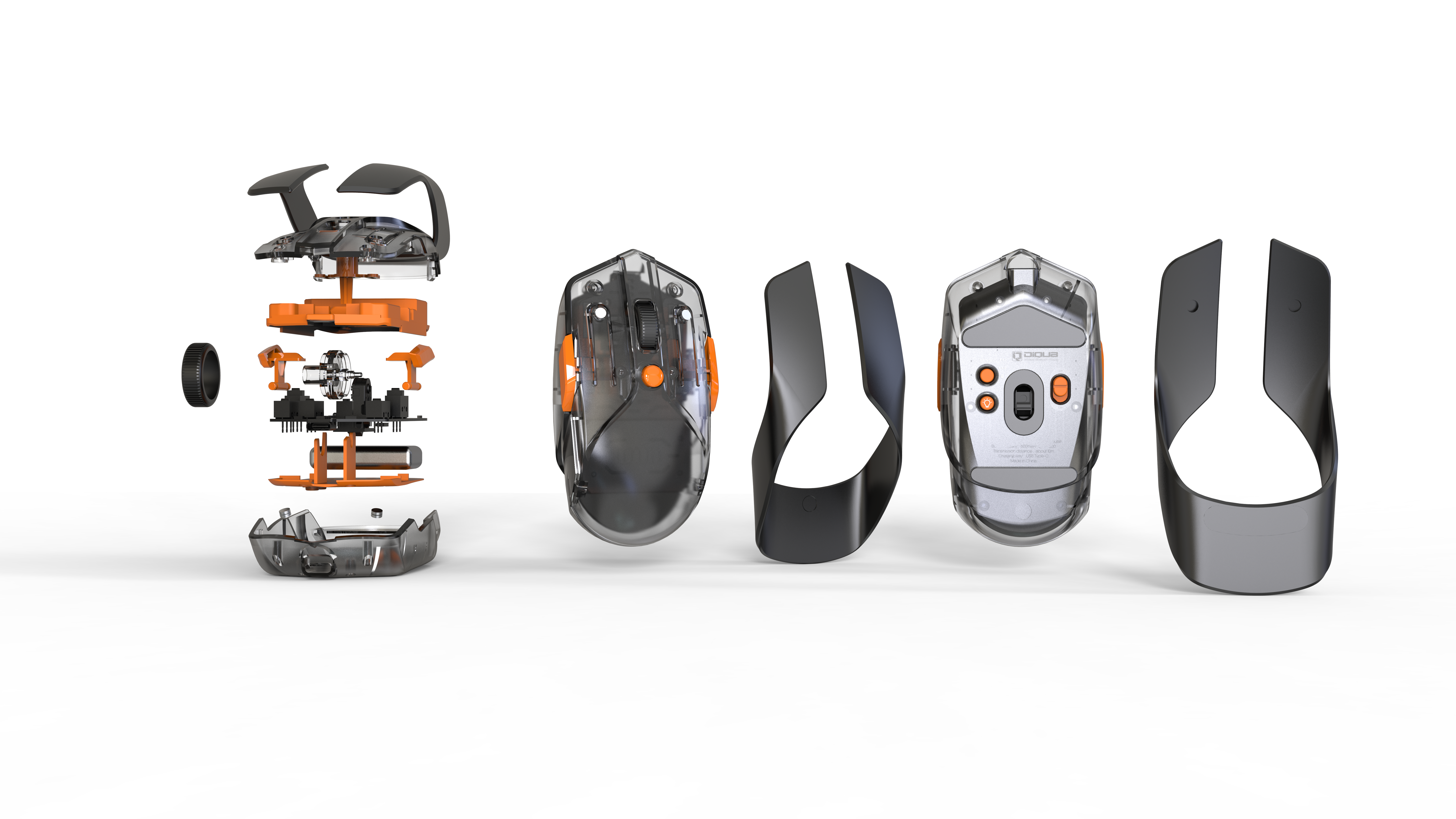 Transparent Mouse，Replaceable keys，Luminous mouse，Business Office Mouse，Metal roller，