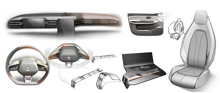 NIO，design，Sketches，car，interior，