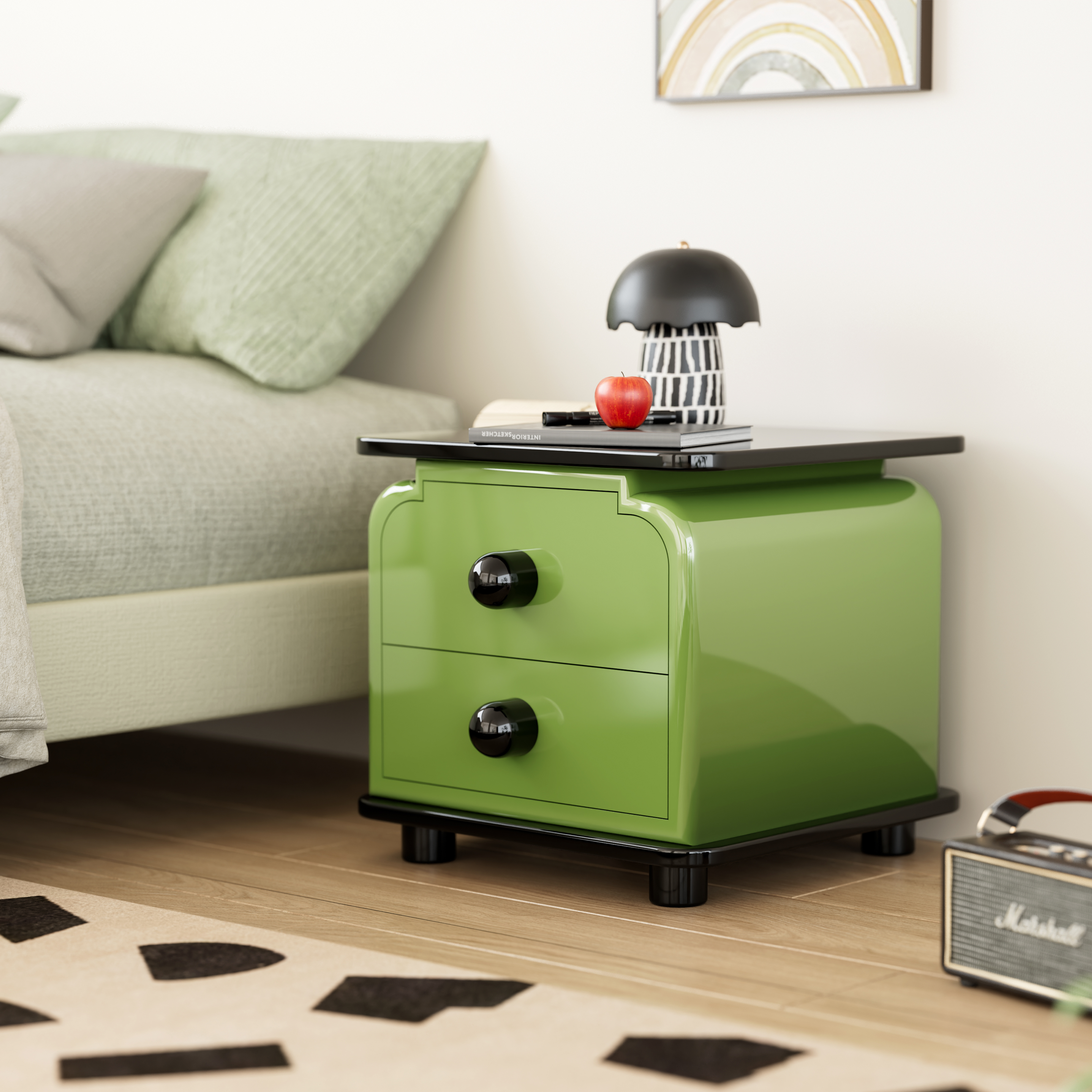 Furniture rendering，E-commerce renderings，bedside cupboard，Side table，3D modeling，