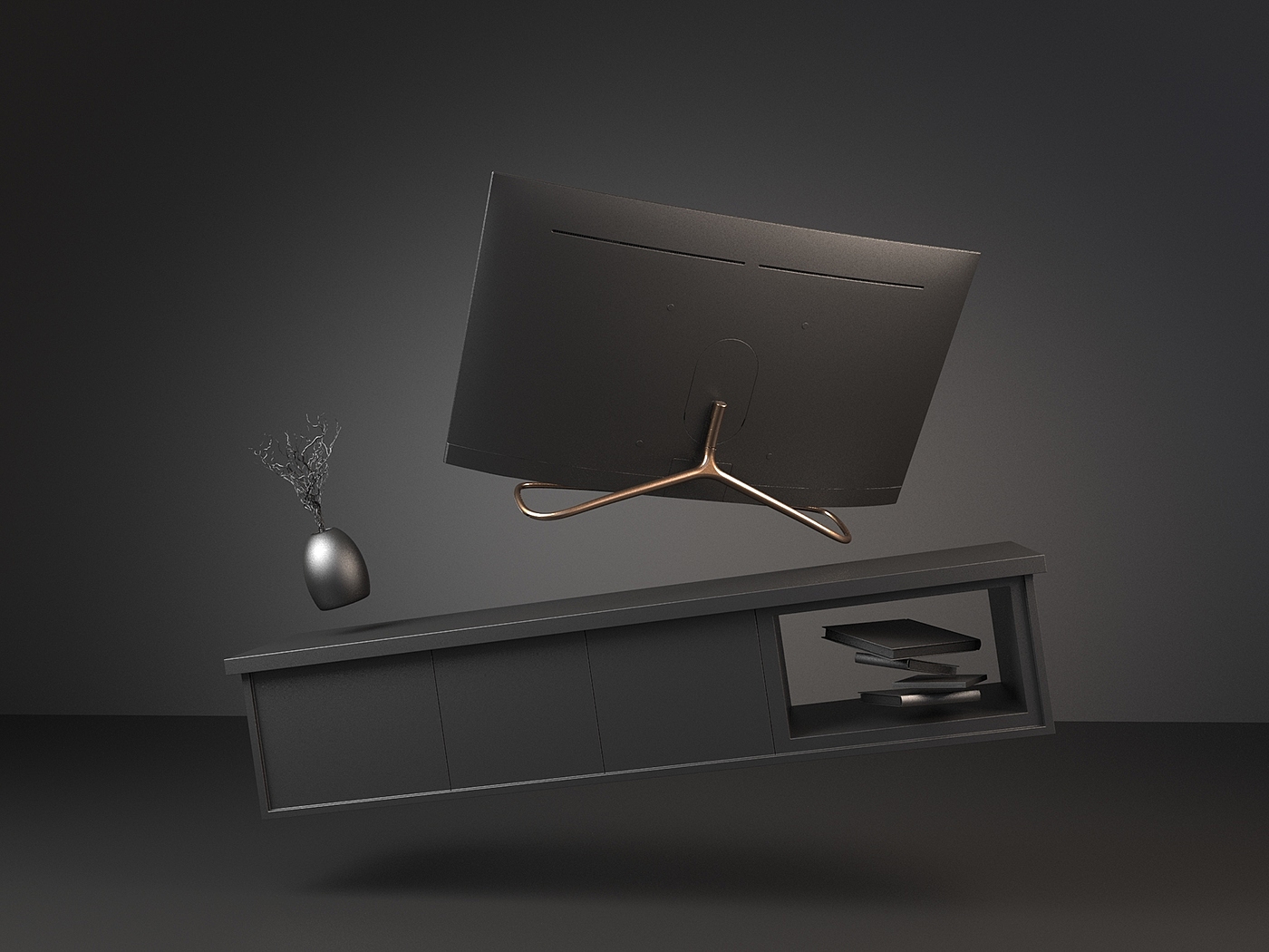 Computer stand，black，concise，