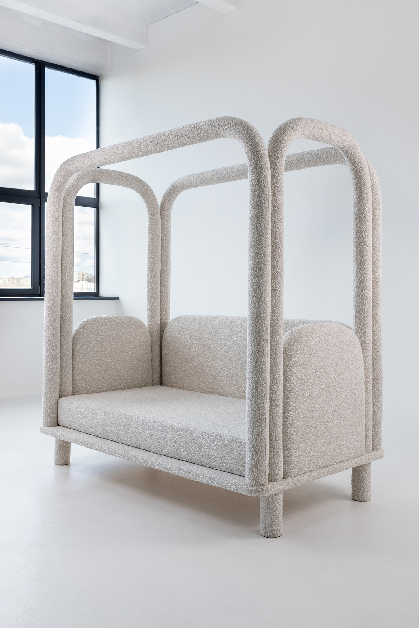 ROUNDISH BED，Bed，furniture，industrial design，