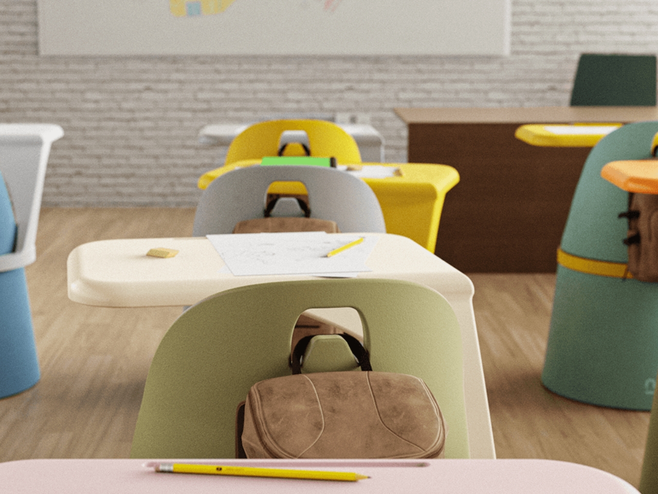 Recycled polyethylene，Clever，desk，rural construction，Rural classroom，