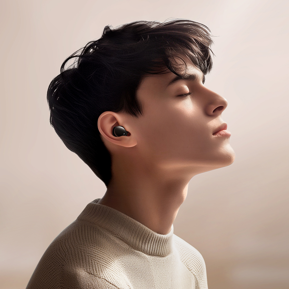 headset，tws，product design，Consumer electronics，man-machine，Round affinity，Small，Lighting, voice interaction，