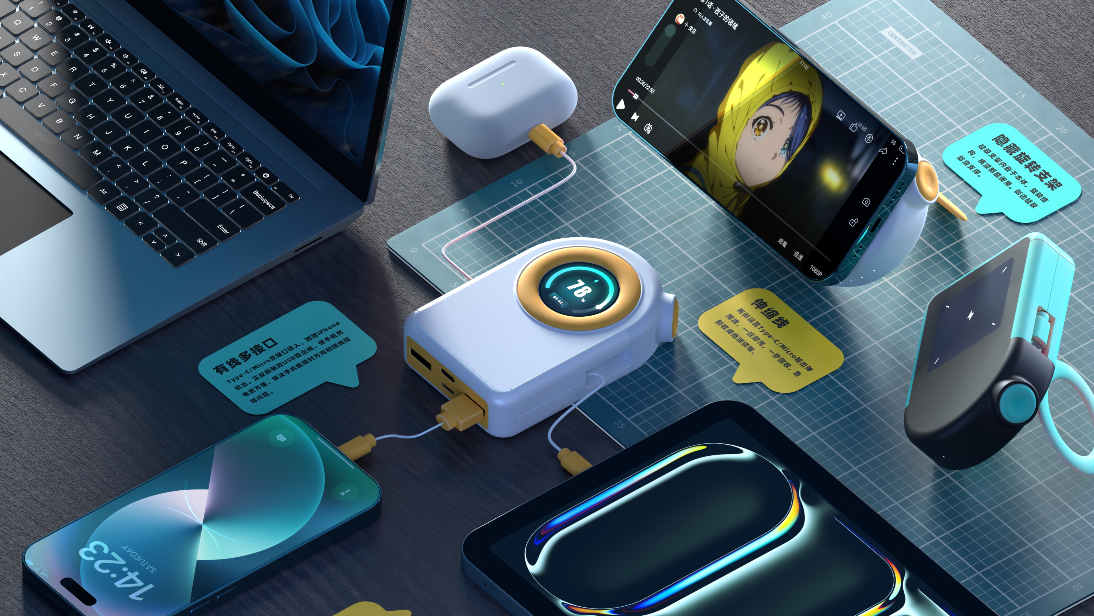 Student works，portable battery，