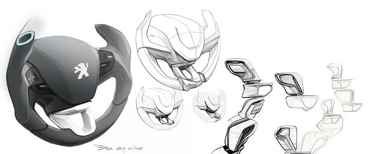 industrial design，Automobile design，Steering wheel，Hand drawn，sketch，