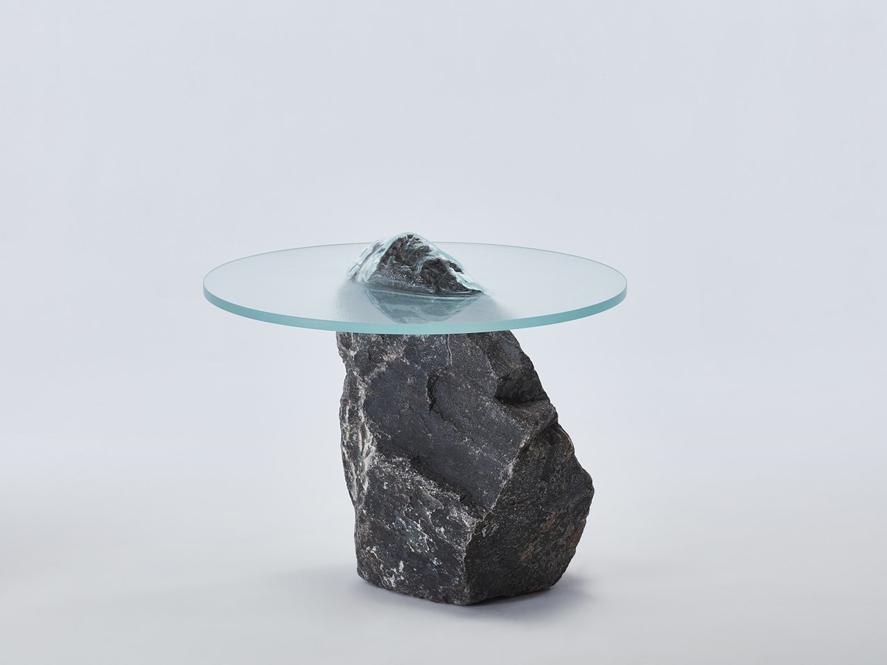 Slump Rock，tea table，Coffee table，Glass and Rock，