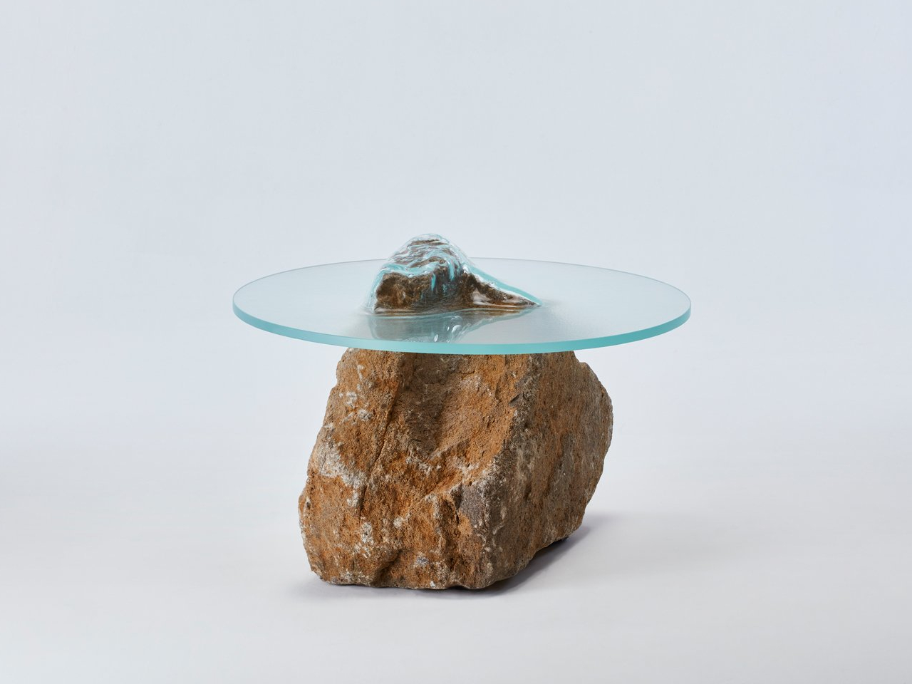 Slump Rock，tea table，Coffee table，Glass and Rock，