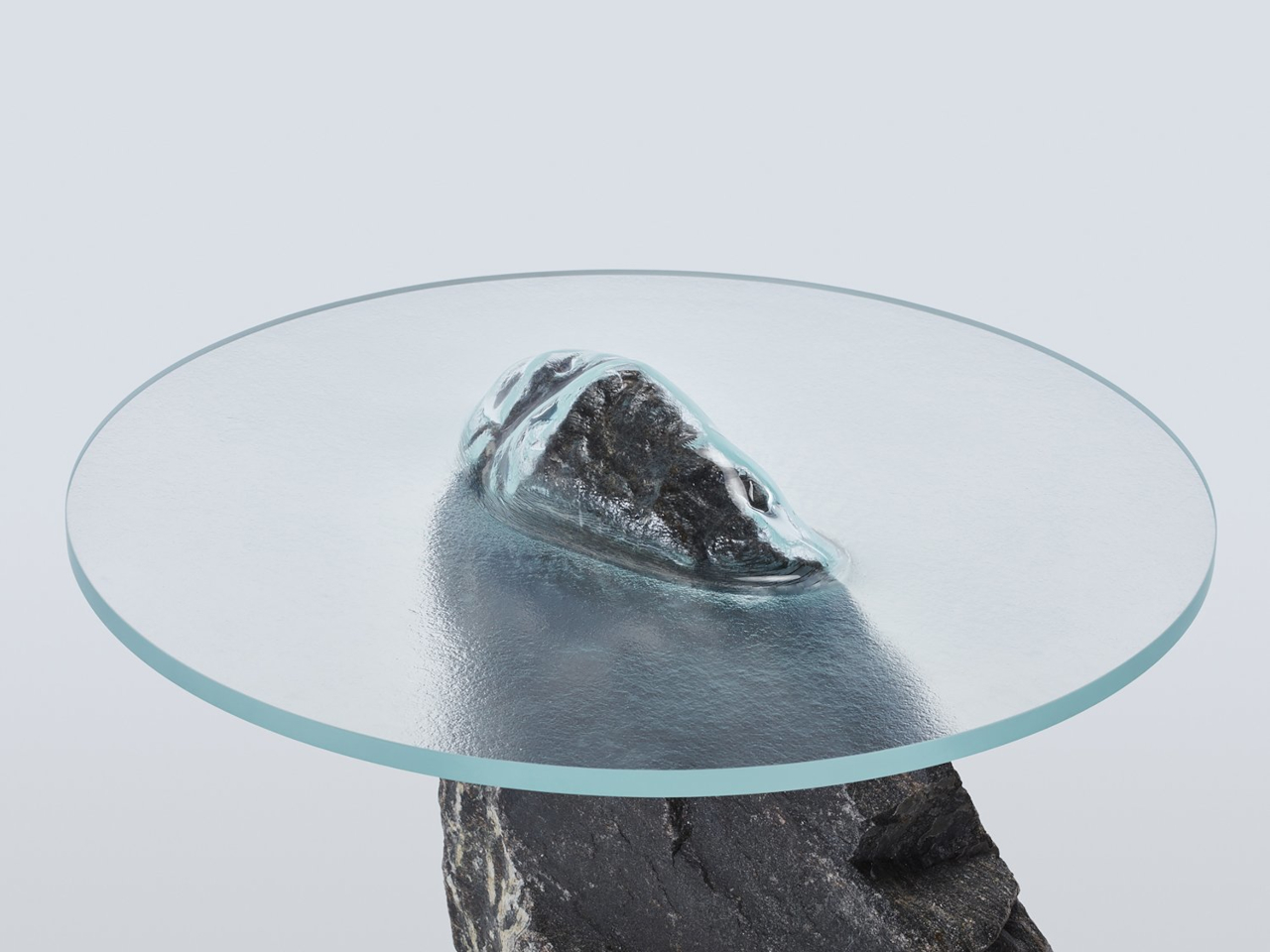 Slump Rock，tea table，Coffee table，Glass and Rock，