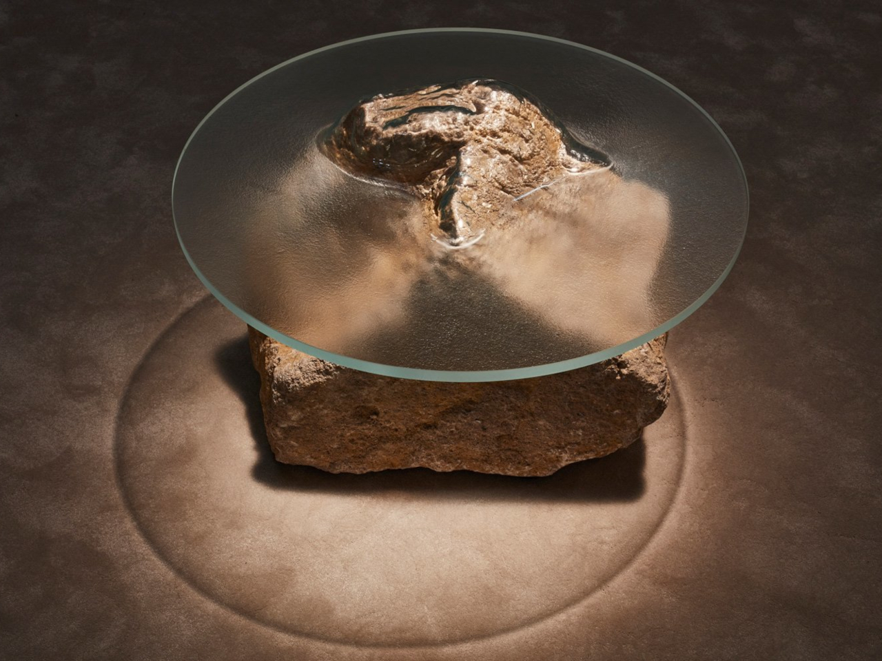 Slump Rock，tea table，Coffee table，Glass and Rock，