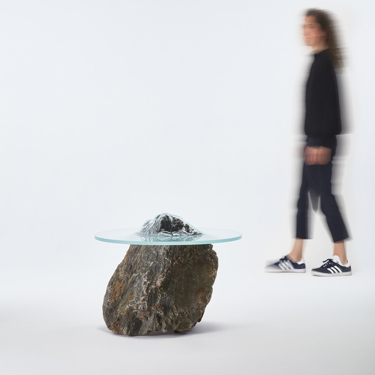 Slump Rock，tea table，Coffee table，Glass and Rock，