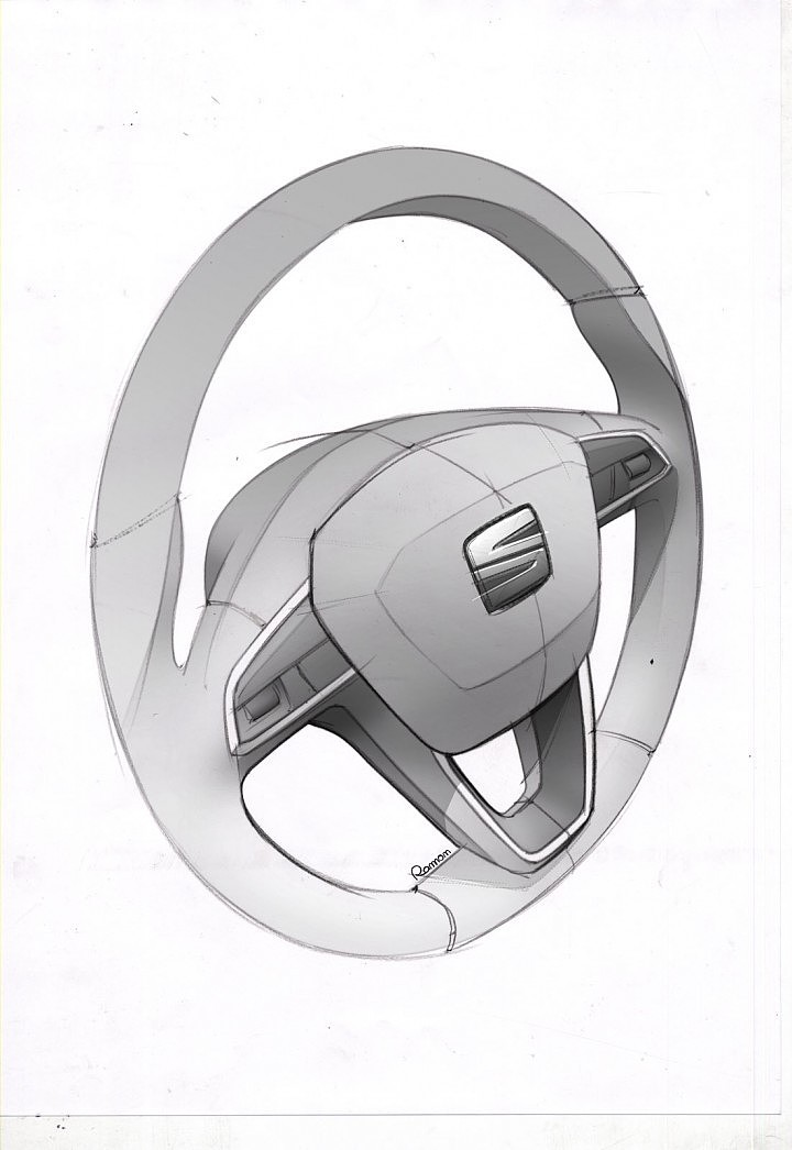 industrial design，Automobile design，Steering wheel，Hand drawn，sketch，