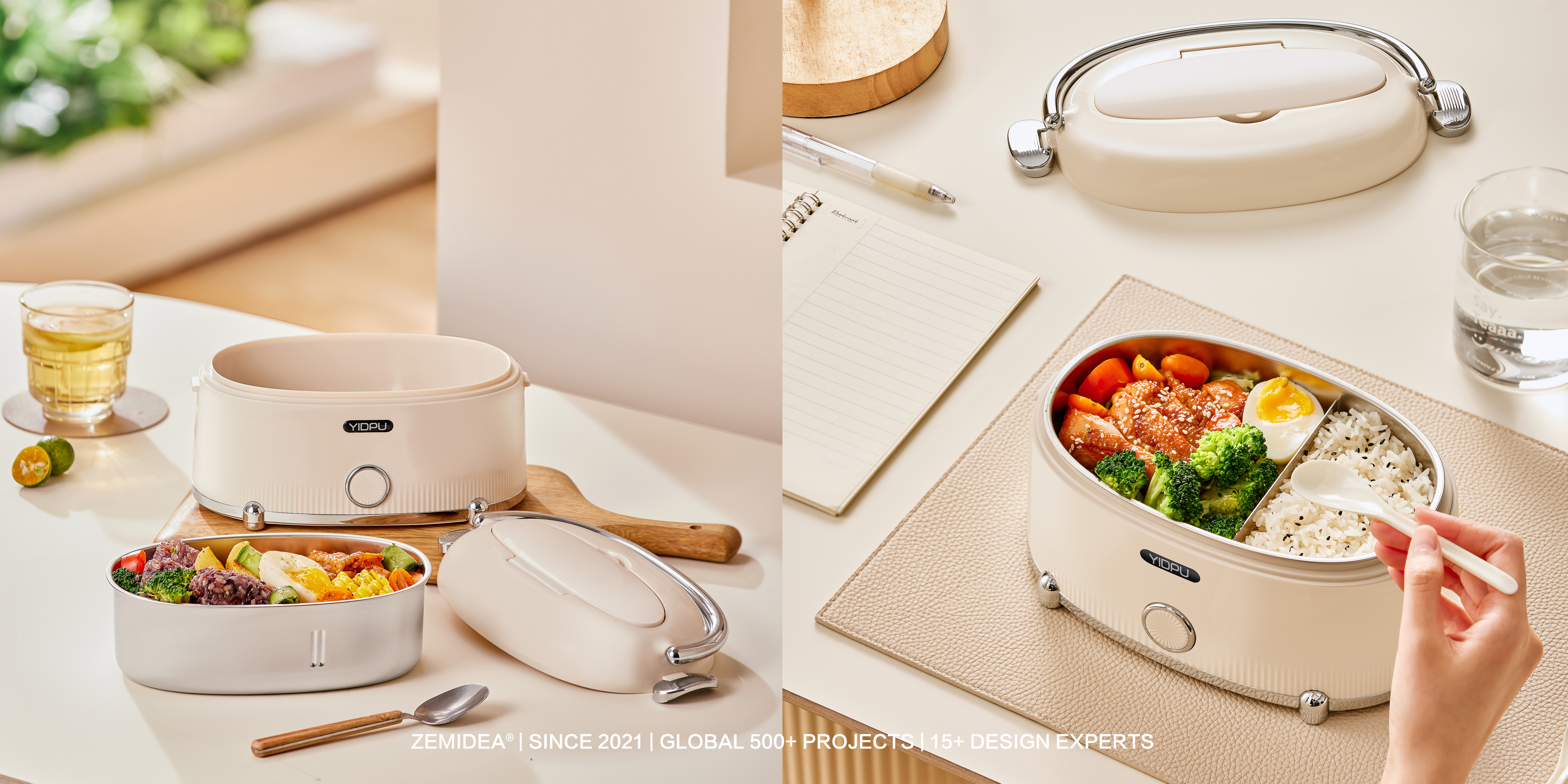 household electrical appliances，Electric lunch box，cream，Retro，Portable，Appearance design，design company，