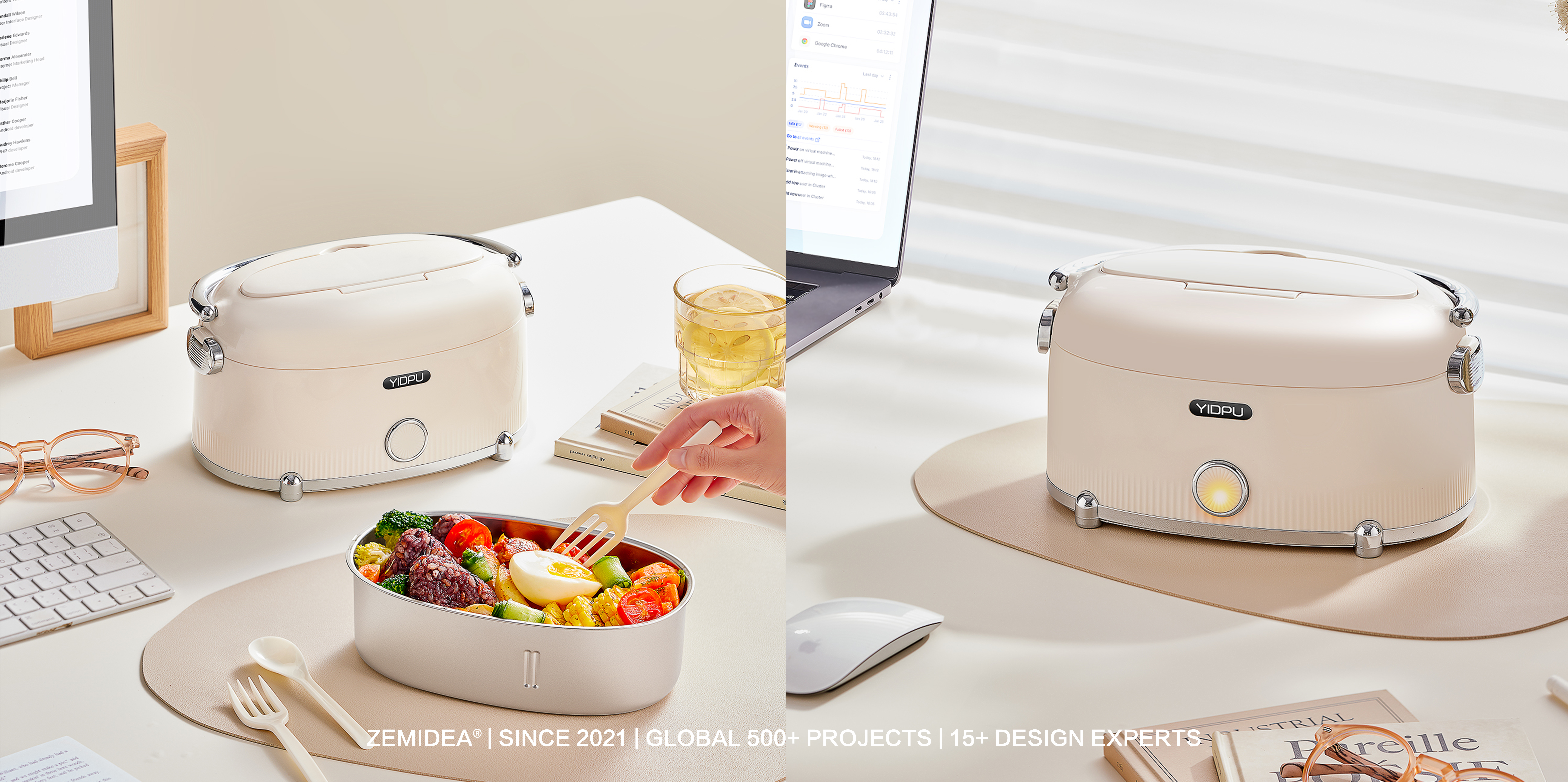 household electrical appliances，Electric lunch box，cream，Retro，Portable，Appearance design，design company，