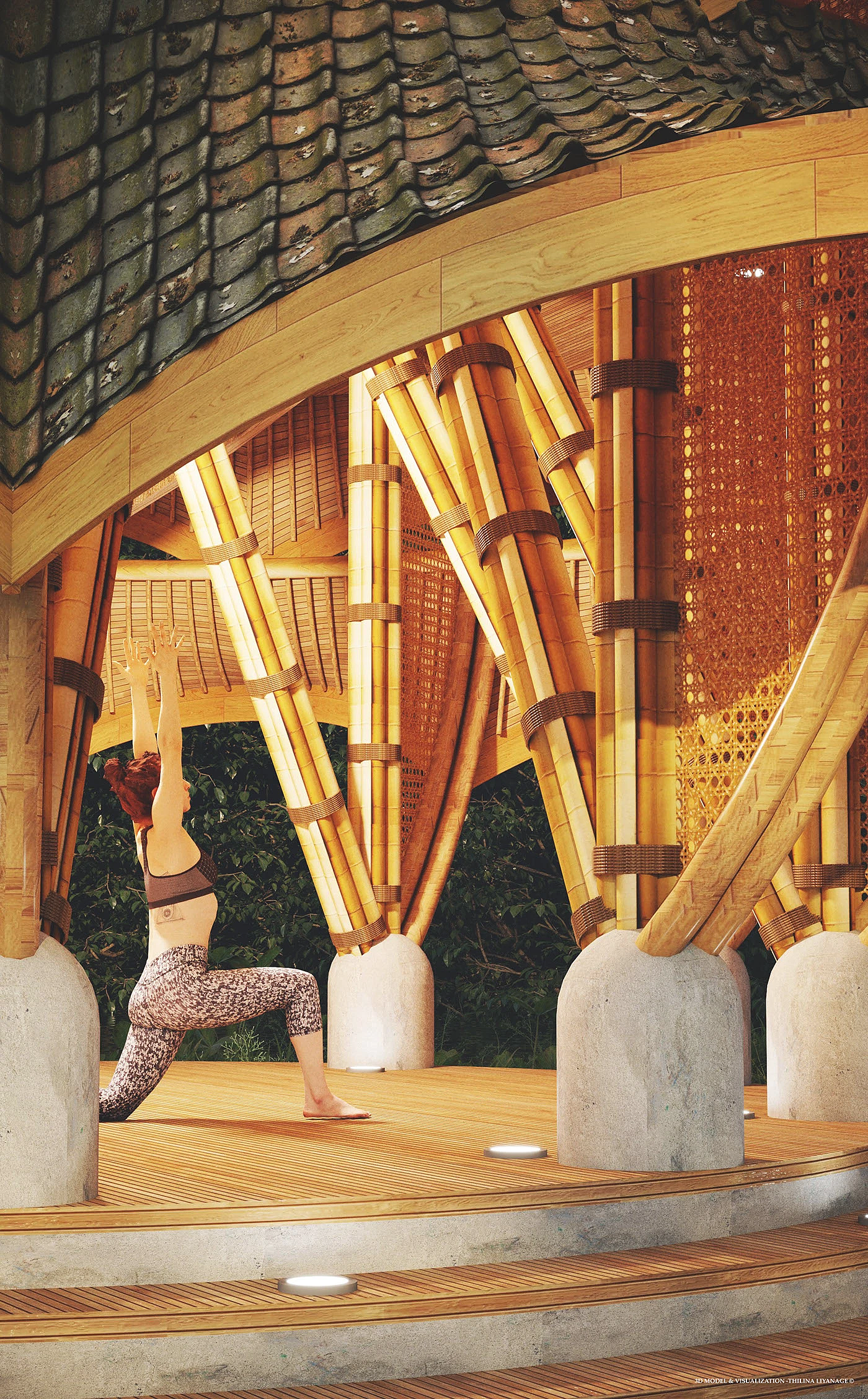 Multifunctional，yoga，self-cultivation，natural，Pavilion，