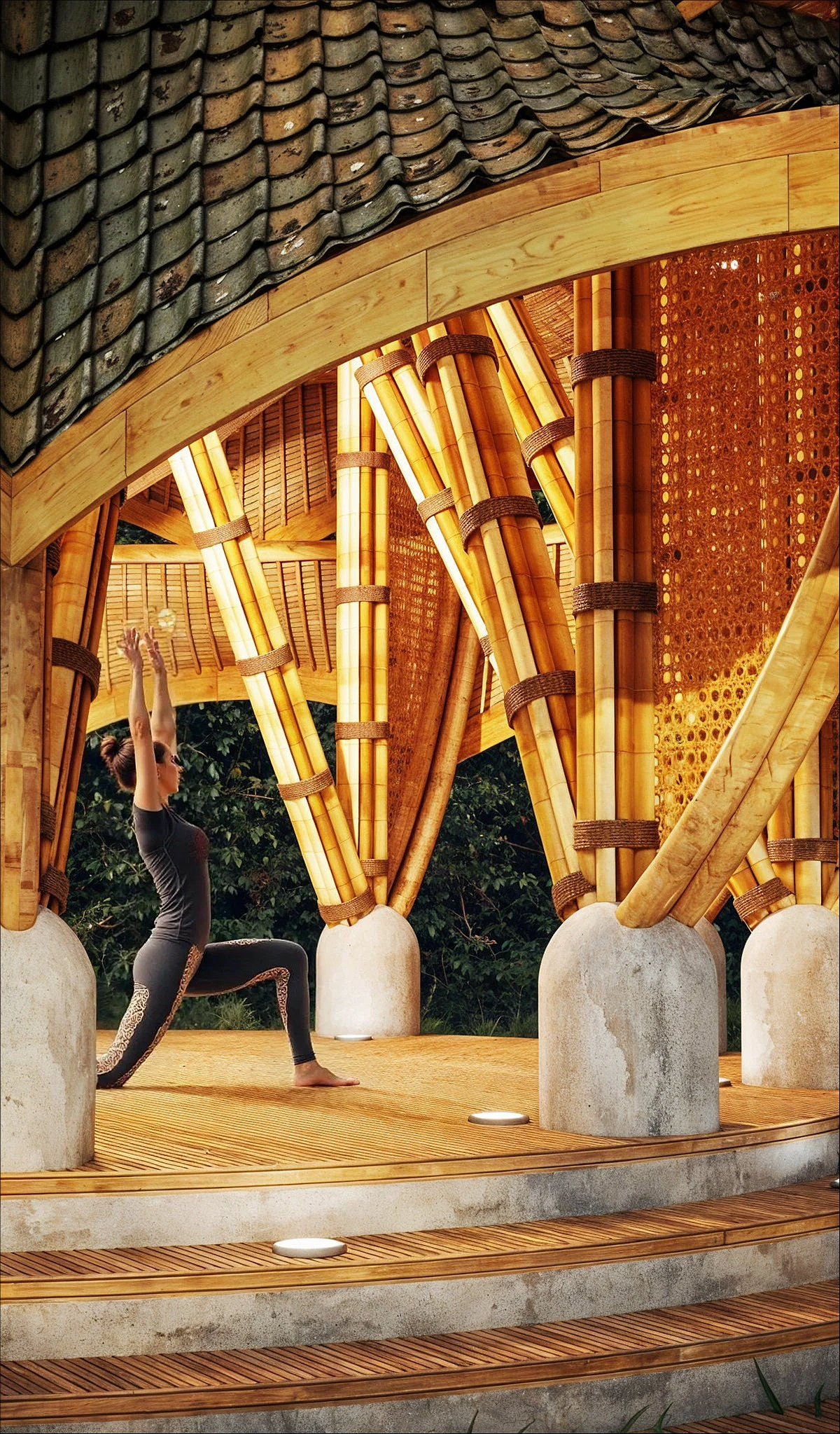 Multifunctional，yoga，self-cultivation，natural，Pavilion，