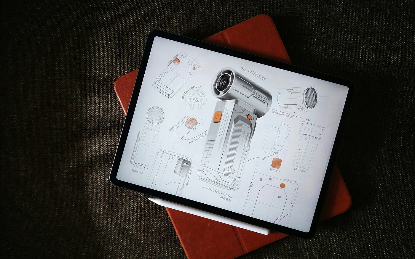 high speed fan，Mecha wind，Handheld fan，product design，
