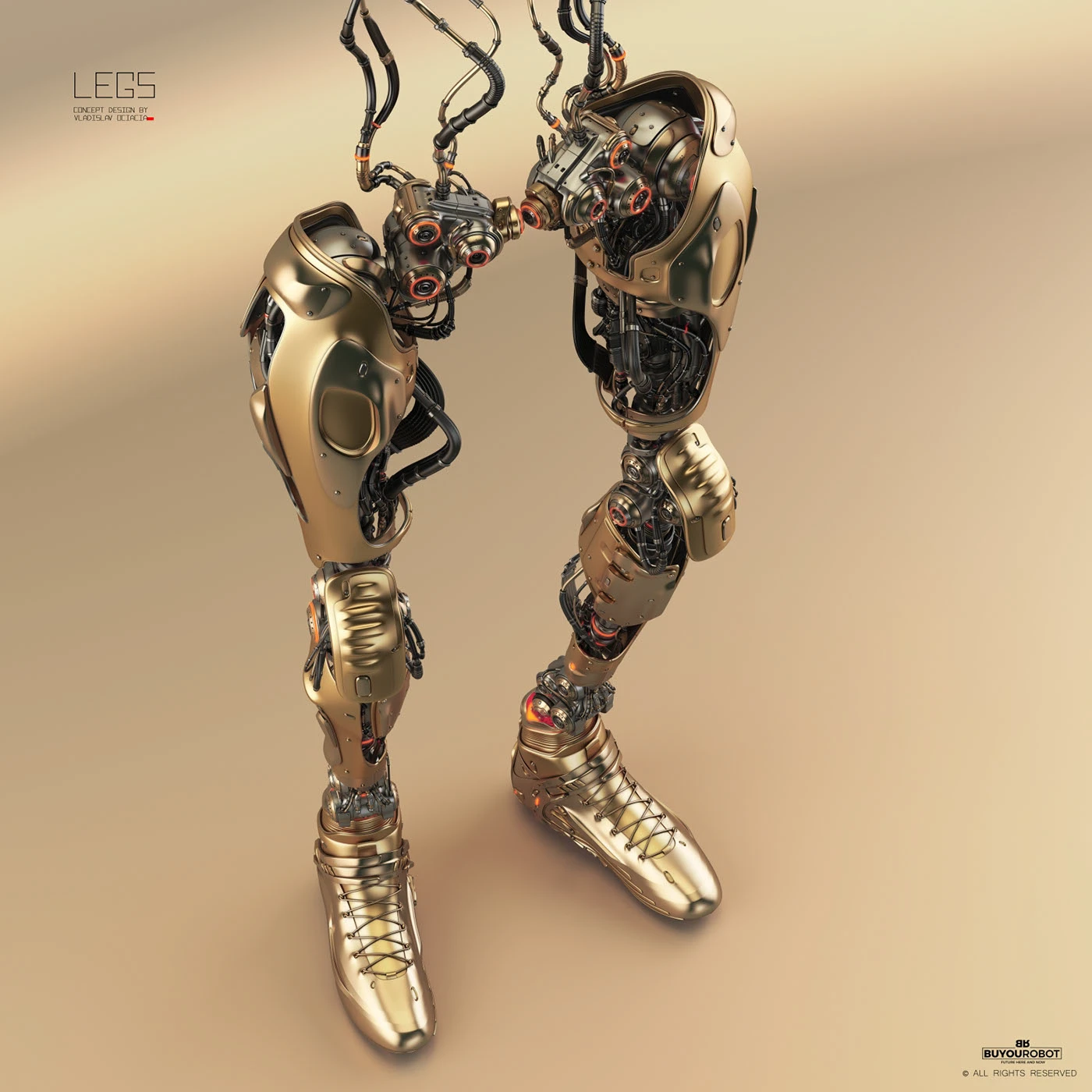 Legs，Machine legs，golden，Sense of future，science and technology，