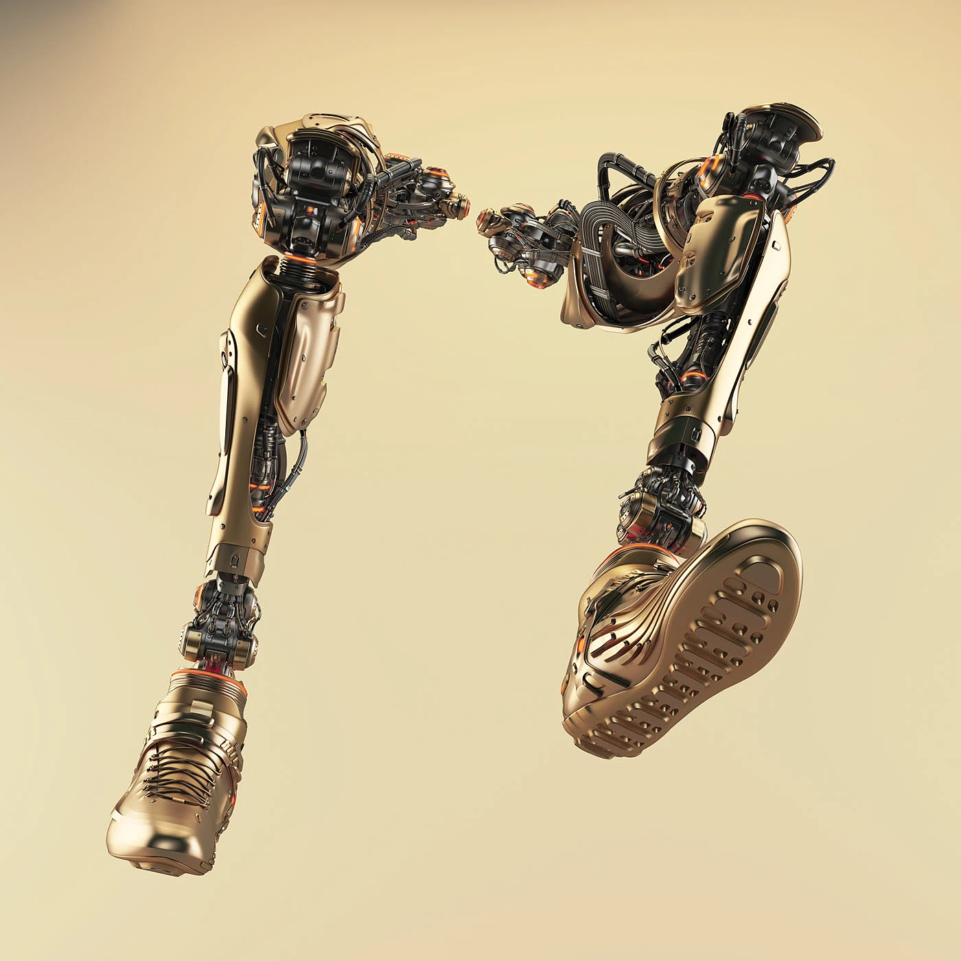 Legs，Machine legs，golden，Sense of future，science and technology，