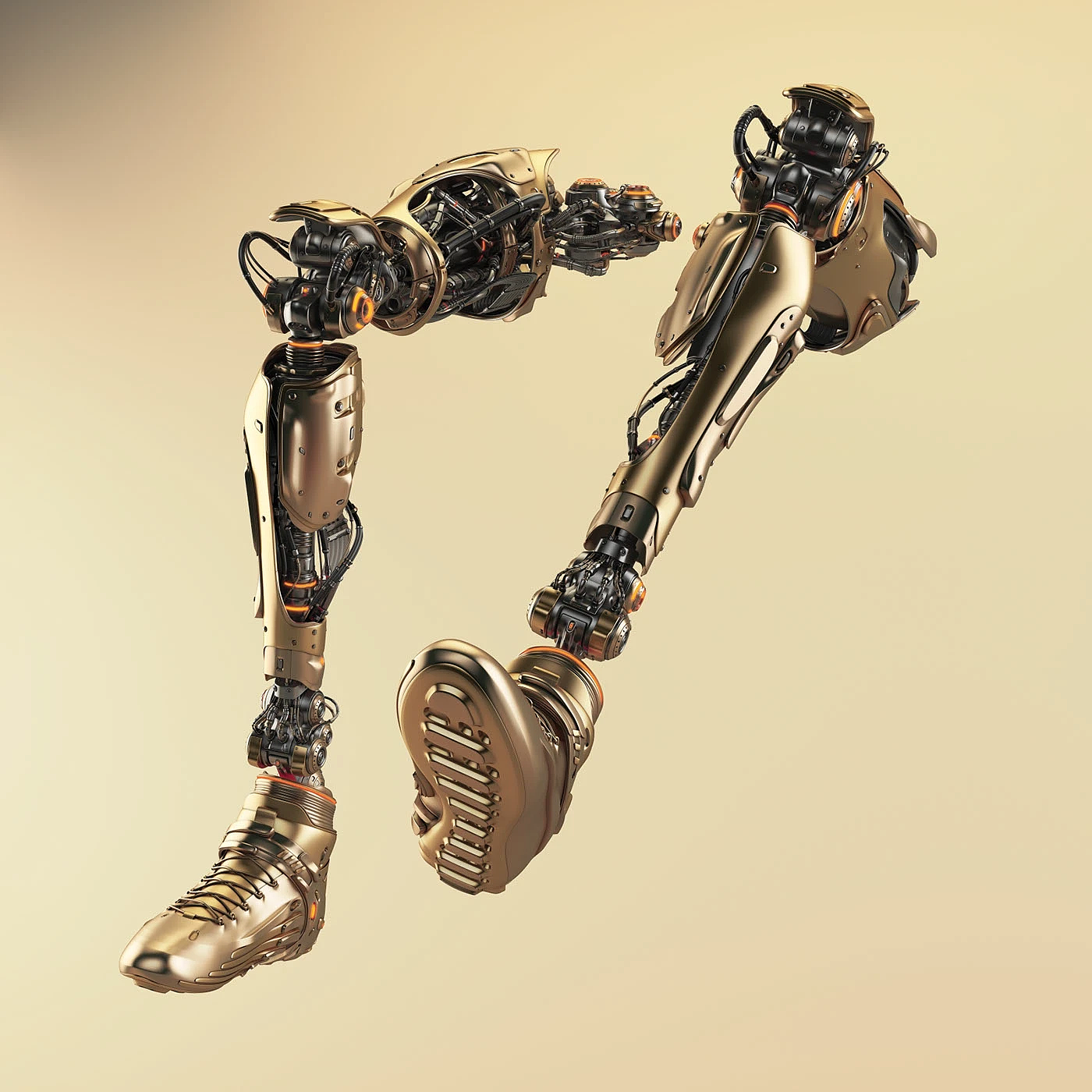Legs，Machine legs，golden，Sense of future，science and technology，