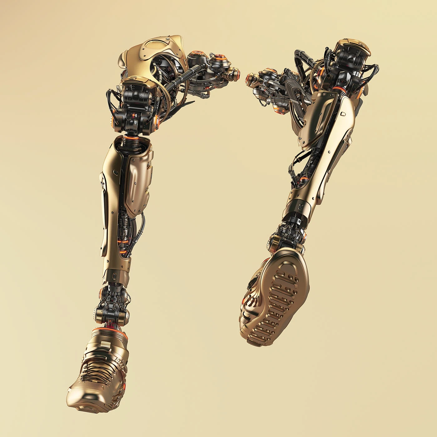 Legs，Machine legs，golden，Sense of future，science and technology，