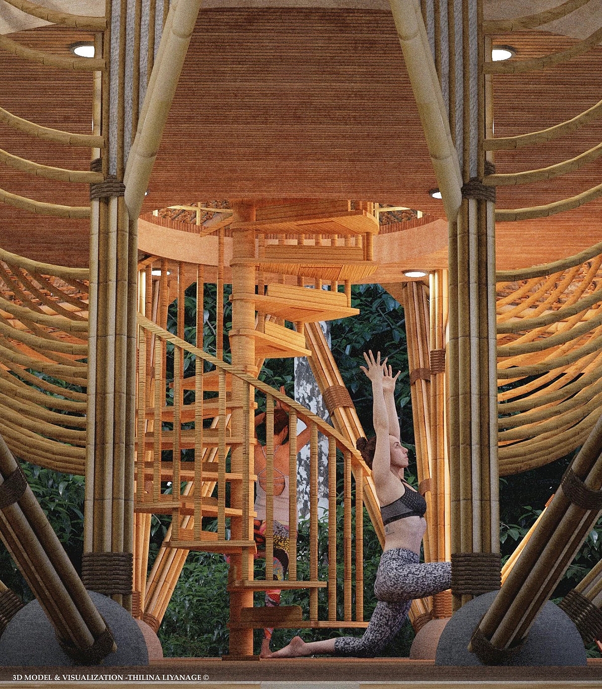 bamboo building，Snail，Yoga Space，Yoga Shala，