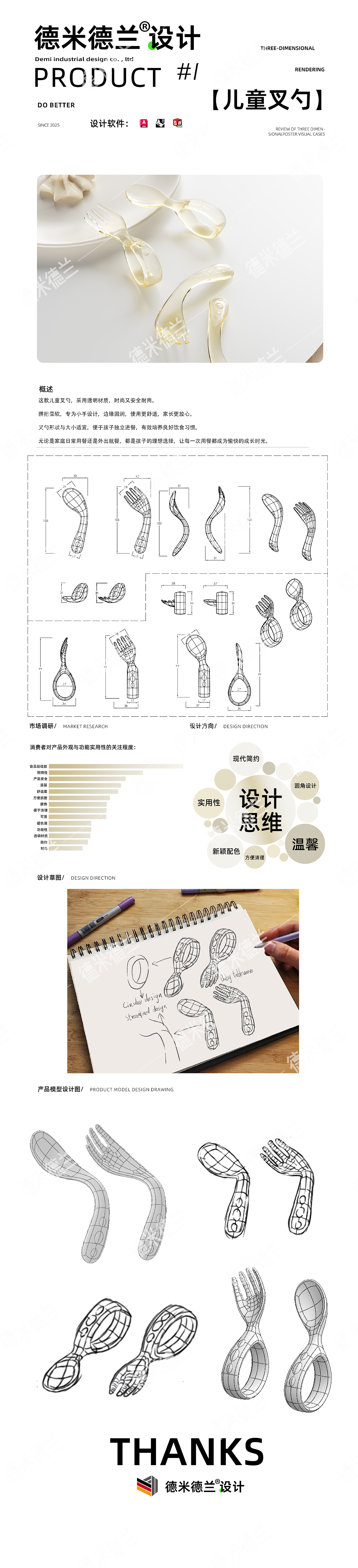 De Midland Industrial Design Children's Fork Spoon Product Design Case Sharing，