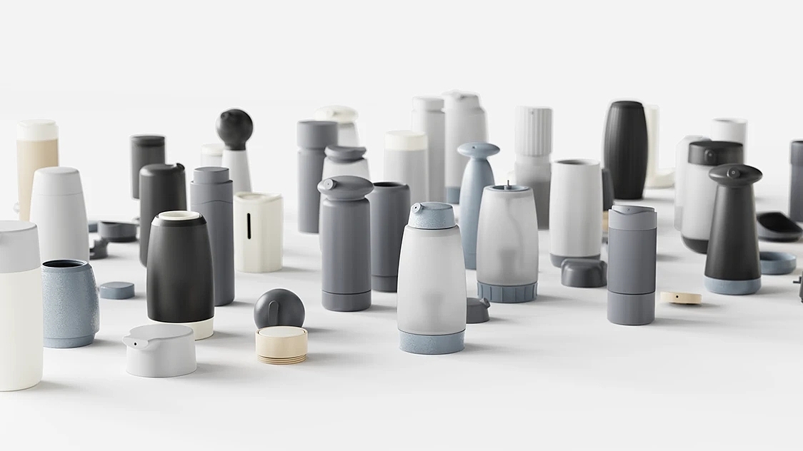 NUBE，refillable hand pump spray container，packing design，originality，