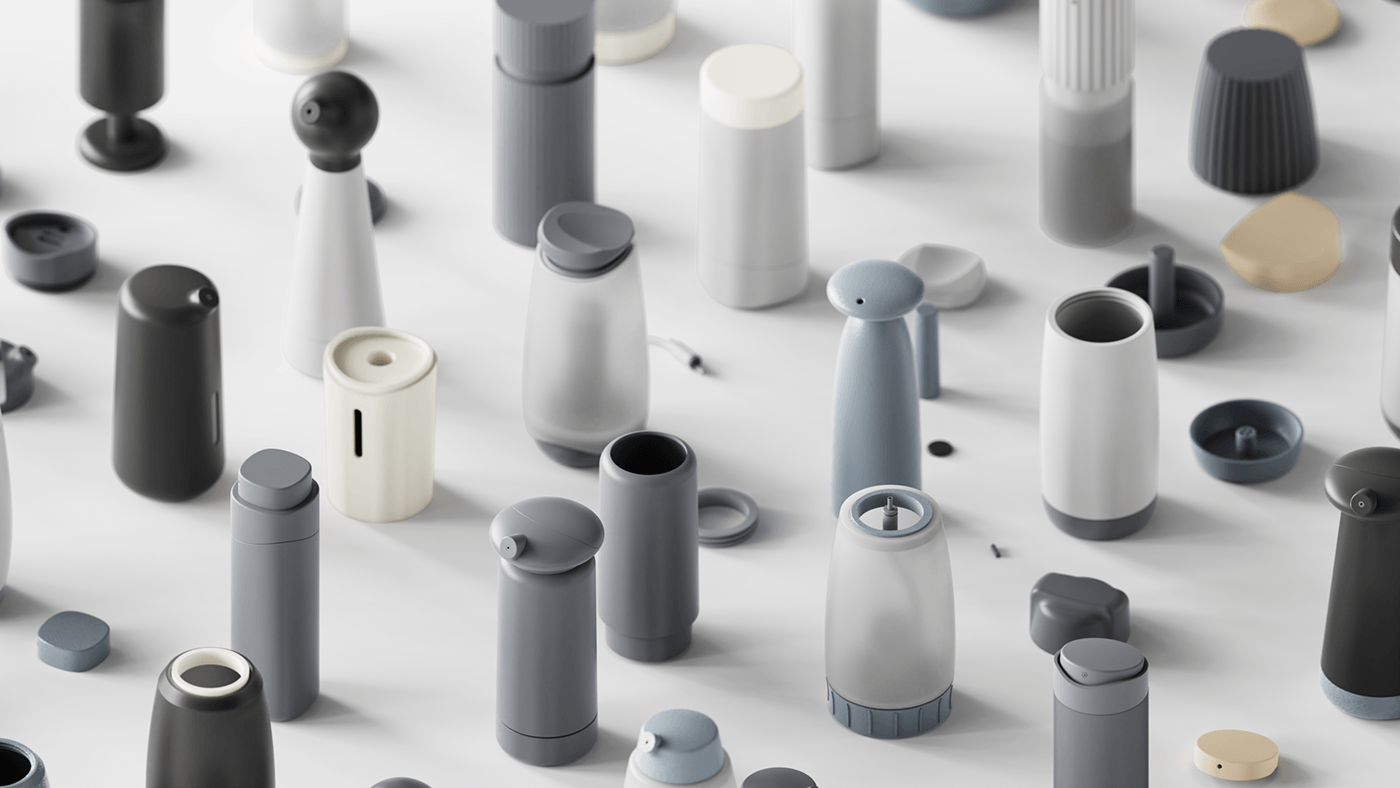 NUBE，refillable hand pump spray container，packing design，originality，